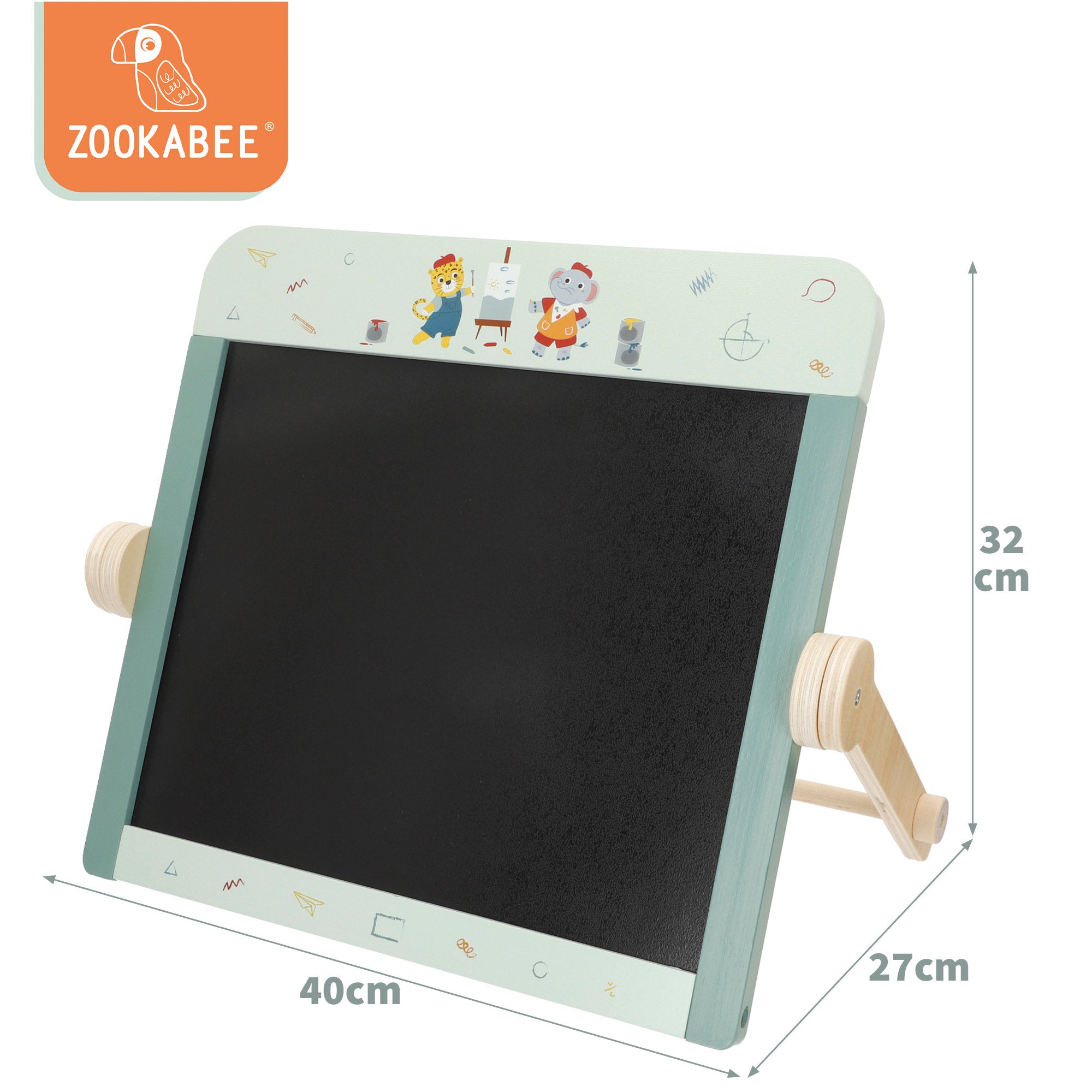 WOOMAX Pizarra doble cara infantil de madera con accesorios