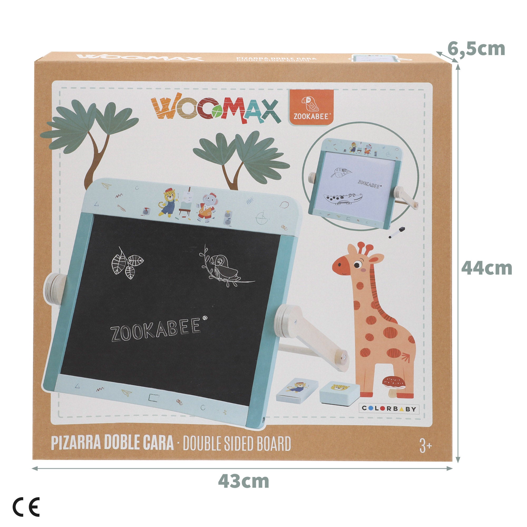 WOOMAX Pizarra doble cara infantil de madera con accesorios