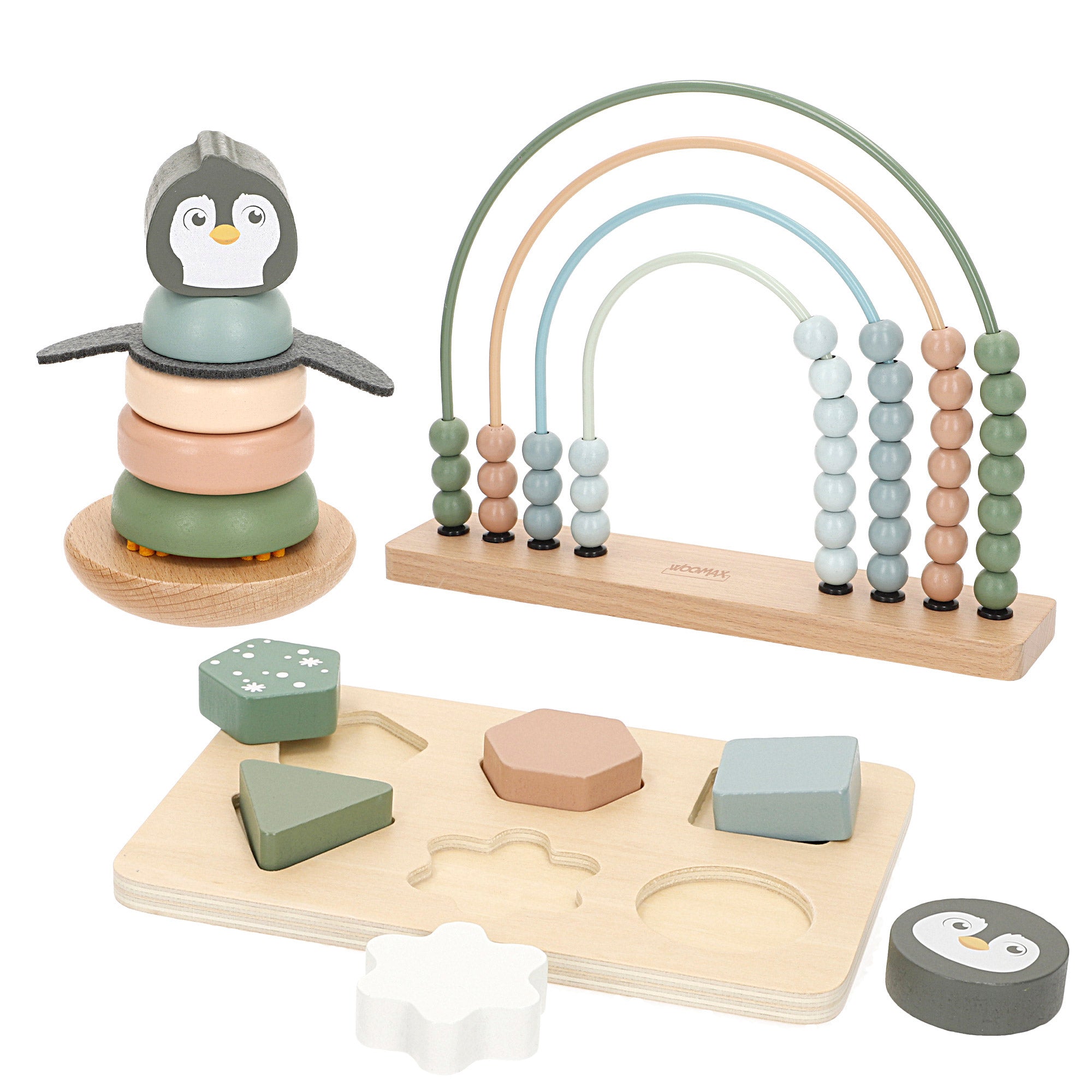 WOOMAX Set 3 juegos madera bebé