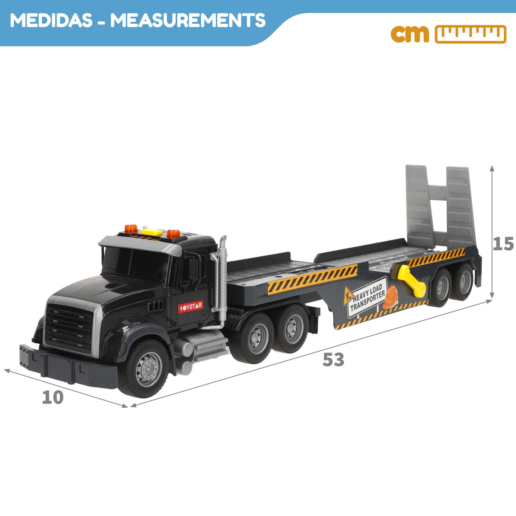 Camión transporte con luz y sonido 1:14 + 2 vehículos de construcción Speed & Go