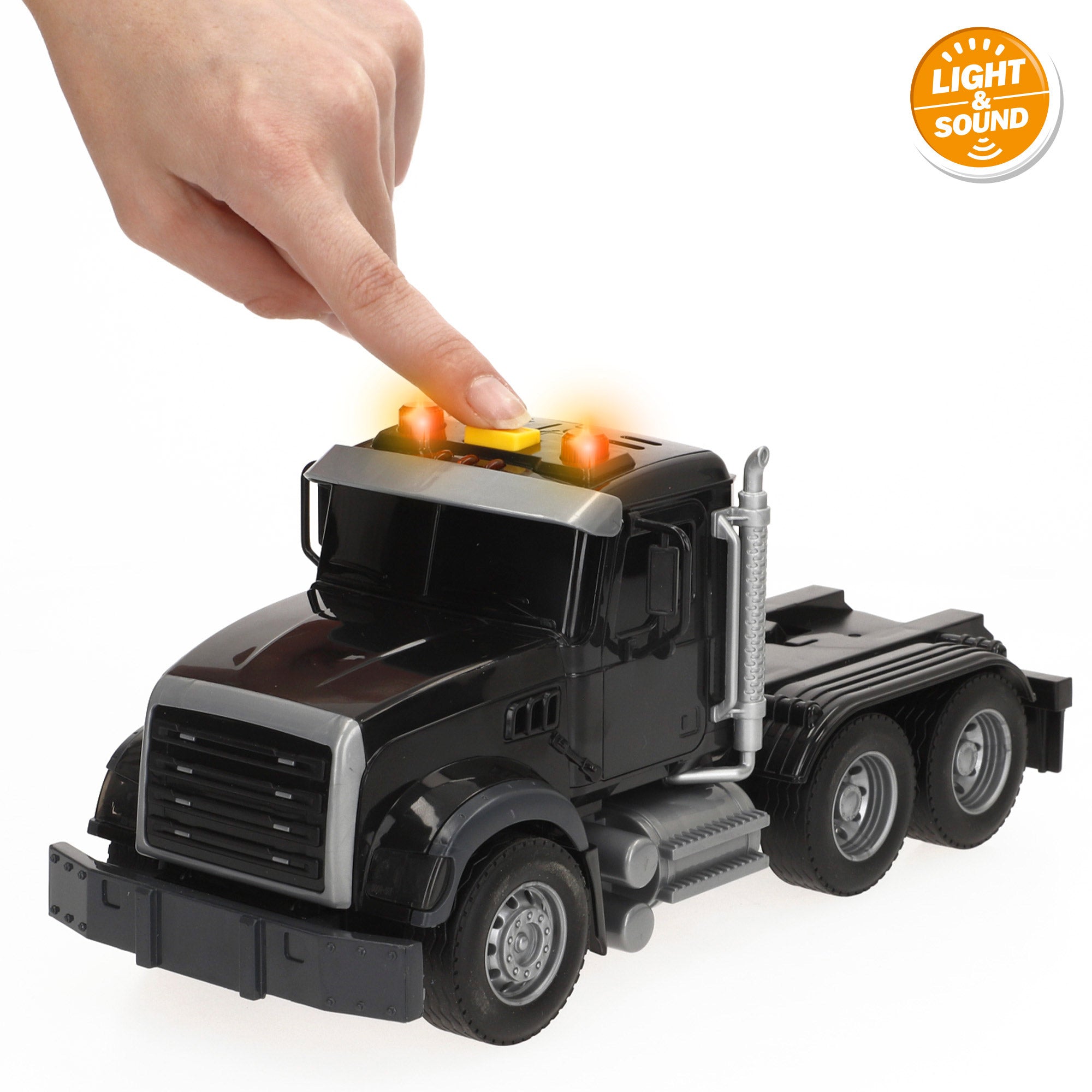 Camión transporte con luz y sonido 1:14 + 2 vehículos de construcción Speed & Go