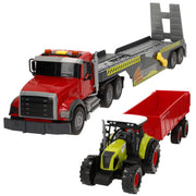 Camión transporte agrícola con luz y sonido 1:14 + tractor y remolque Speed & Go
