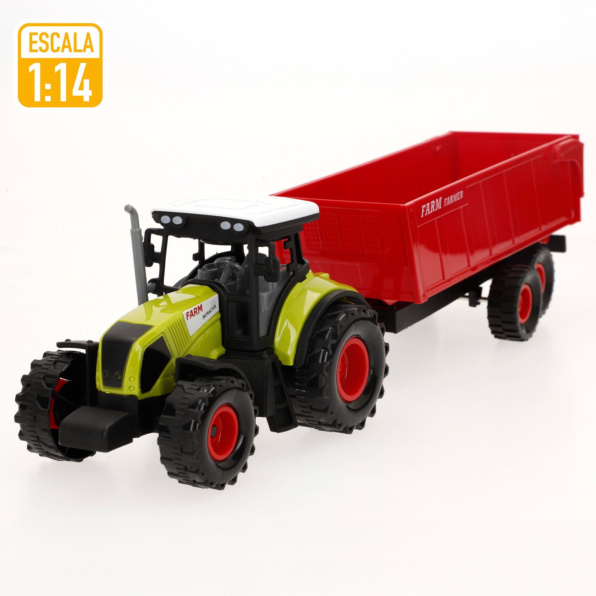 Camión transporte agrícola con luz y sonido 1:14 + tractor y remolque Speed & Go