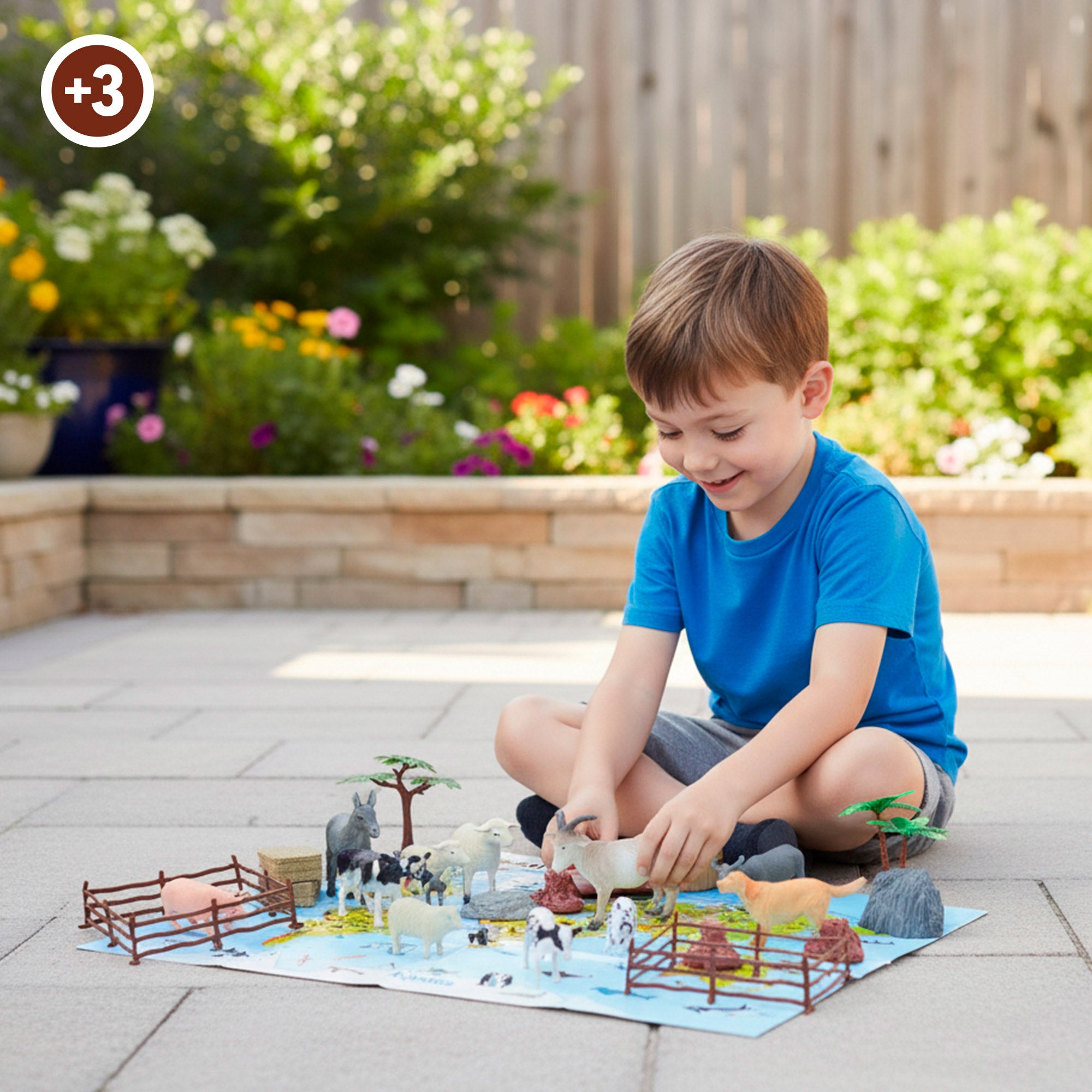 Set animales de granja con tapete y accesorios 30 pzas. Animal World