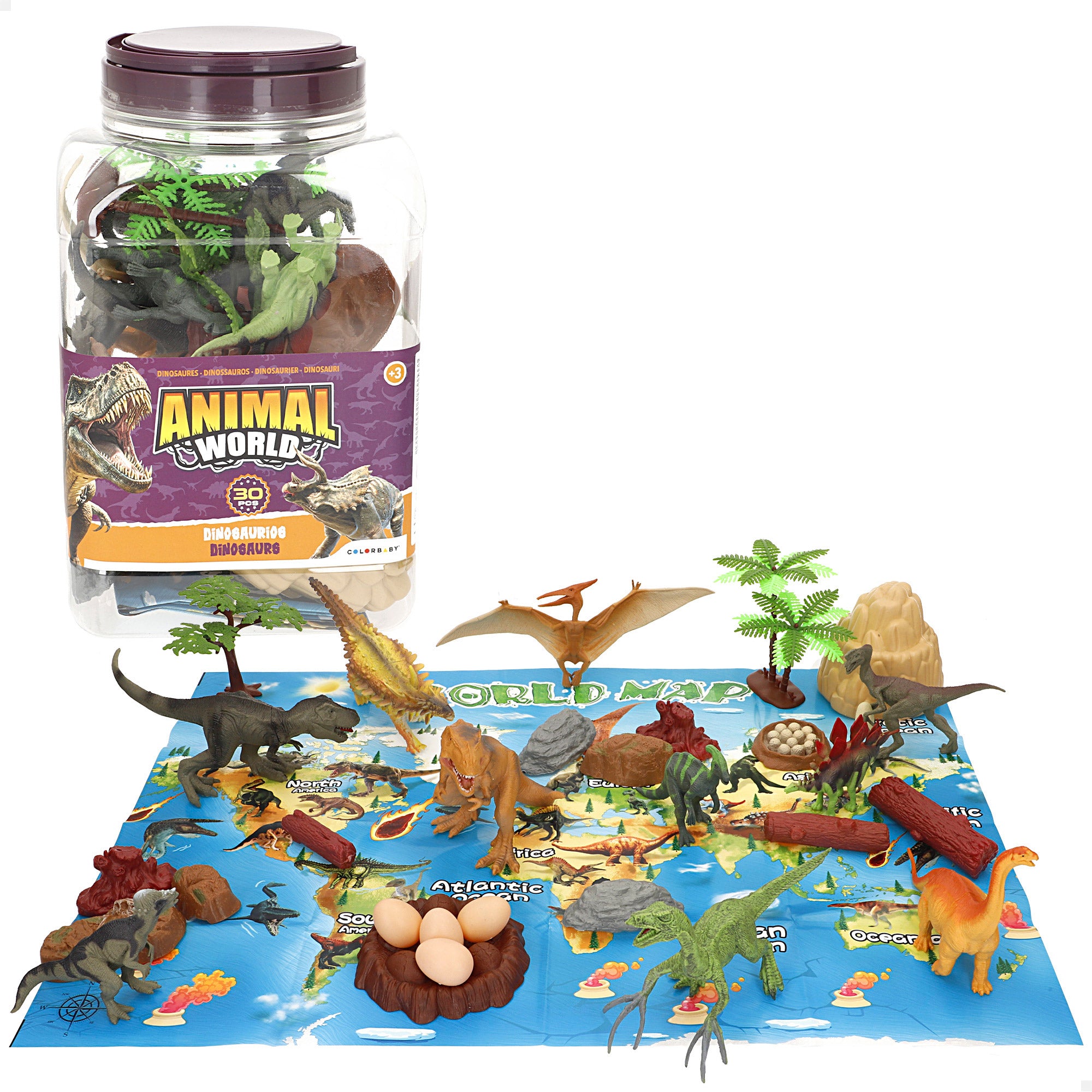 Set dinosaurios con tapete y accesorios 30 pzas. Animal World