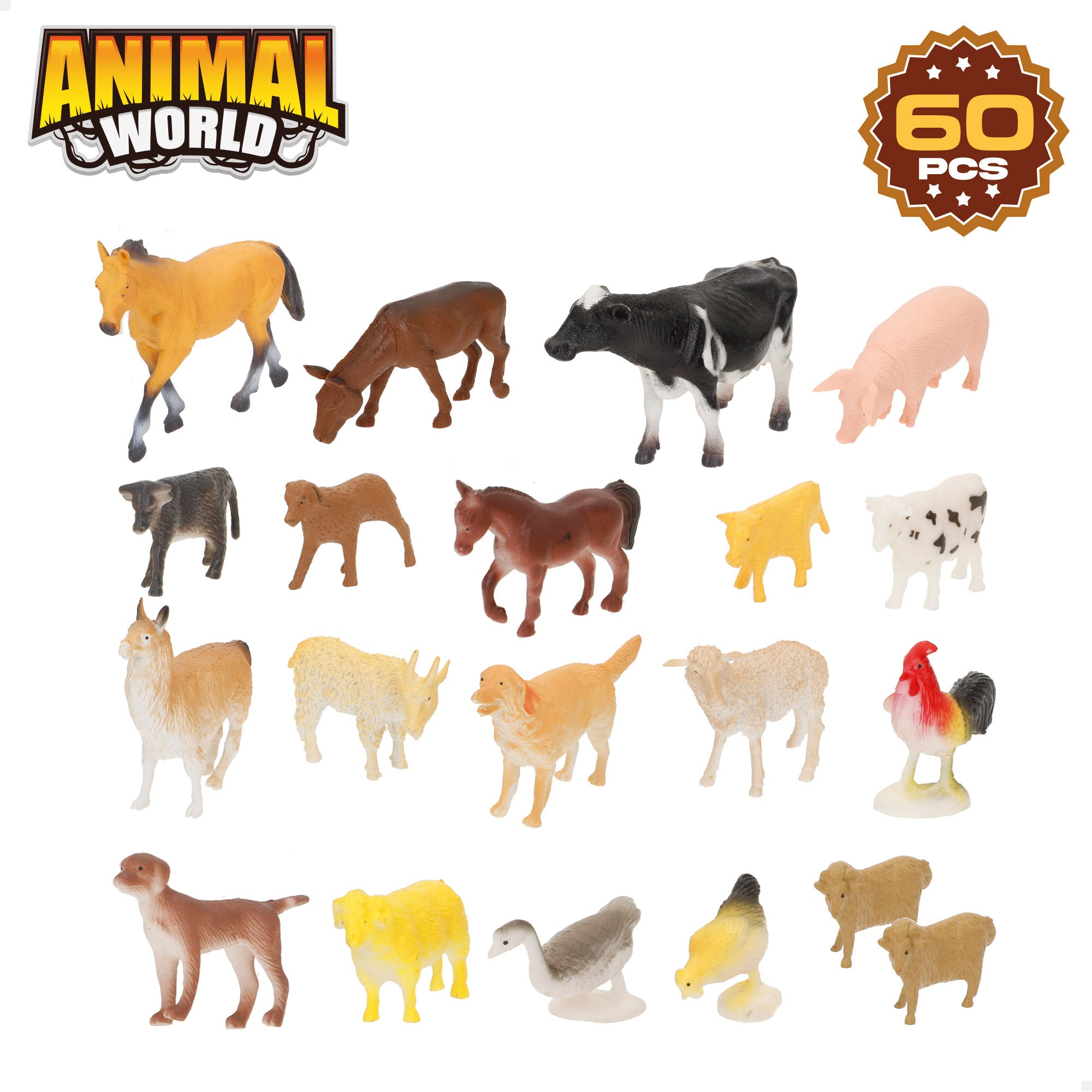 Set animales de granja con tapete y accesorios 60 pzas. Animal World
