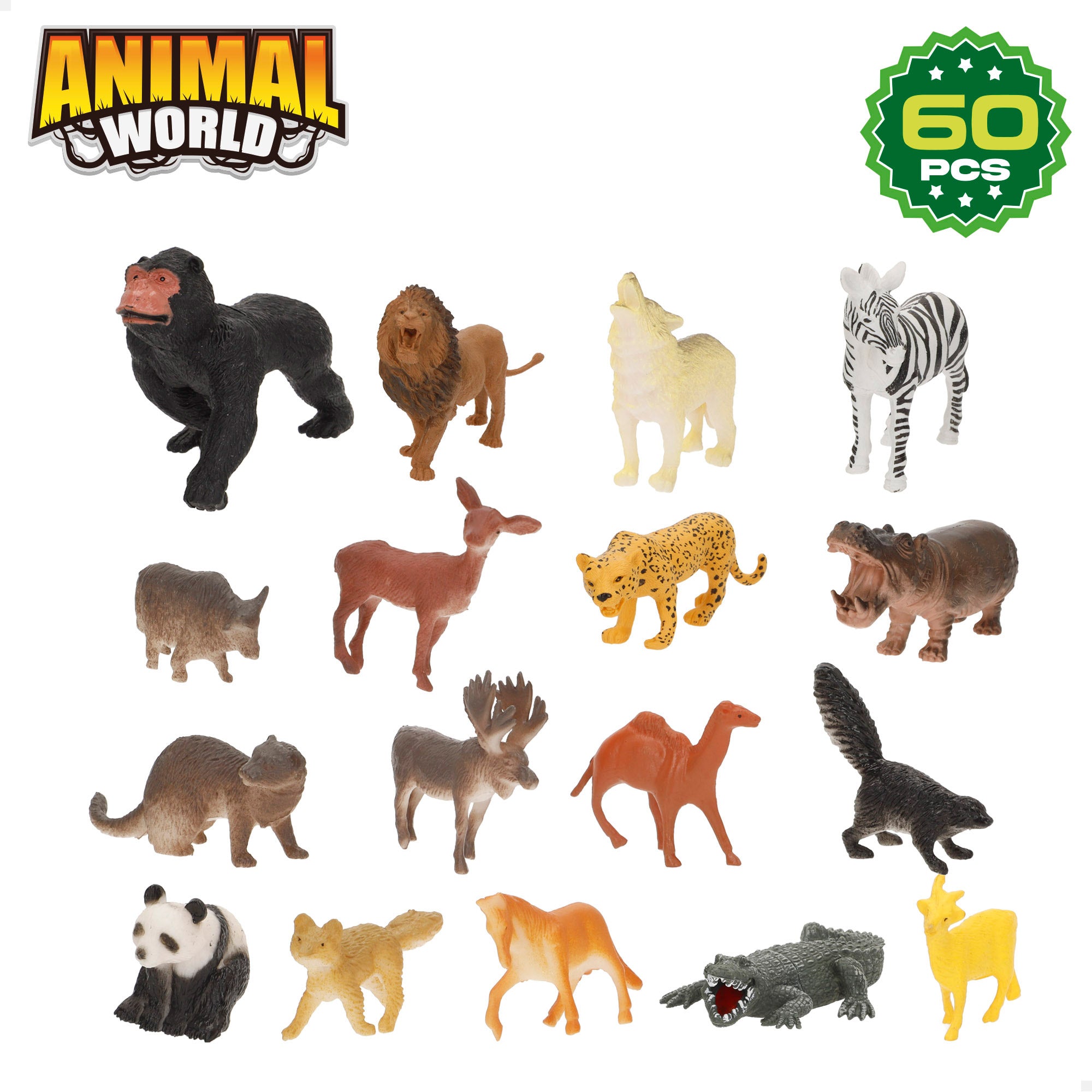 Set animales salvajes con tapete y accesorios 60 pzas. Animal World