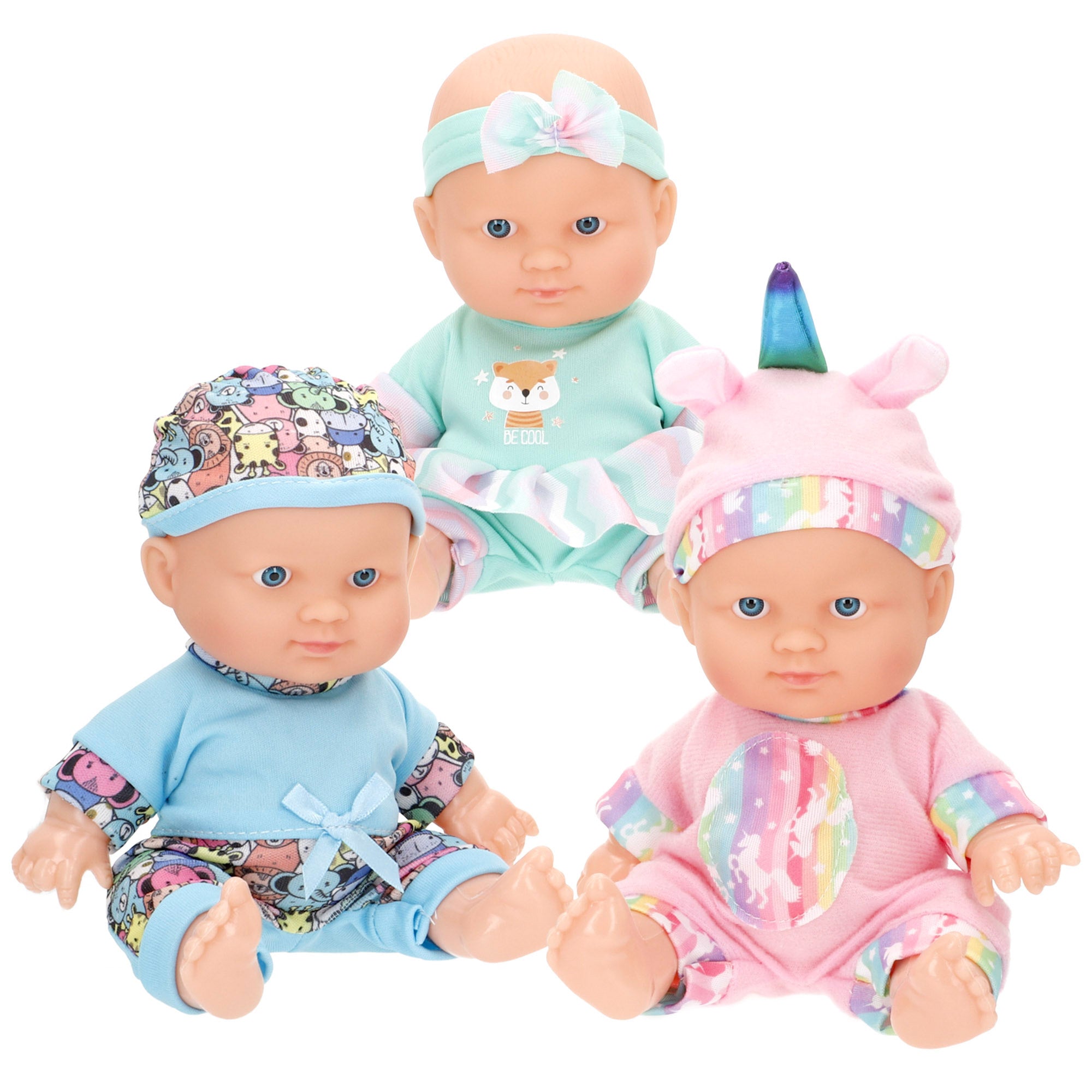 Set 3 Muñecos bebé 20 cm con ropa Colorbaby's