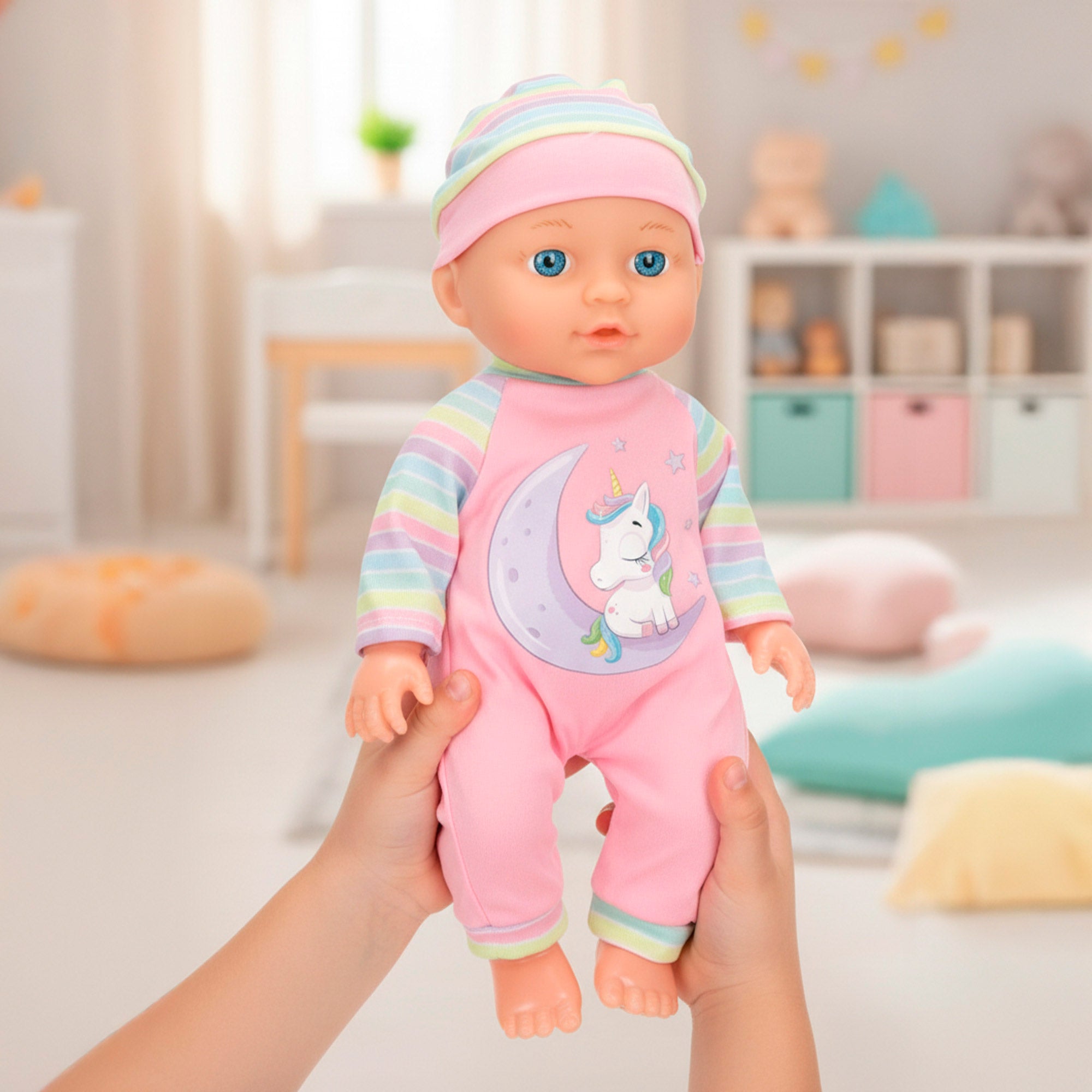 Muñeco bebé 30 cm con caballito y accesorios Colorbaby's