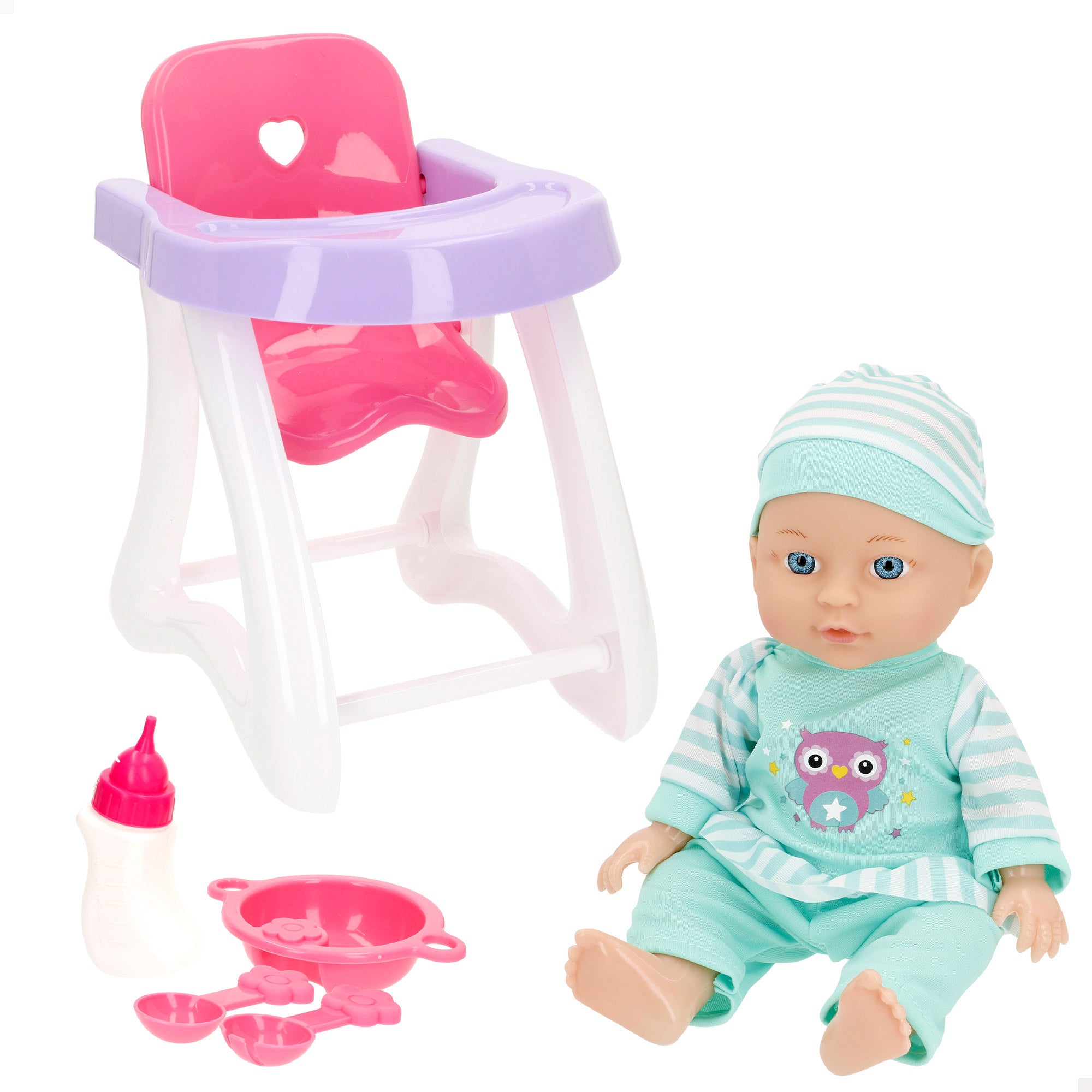 Muñeco bebé 30 cm con trona y accesorios Colorbaby's