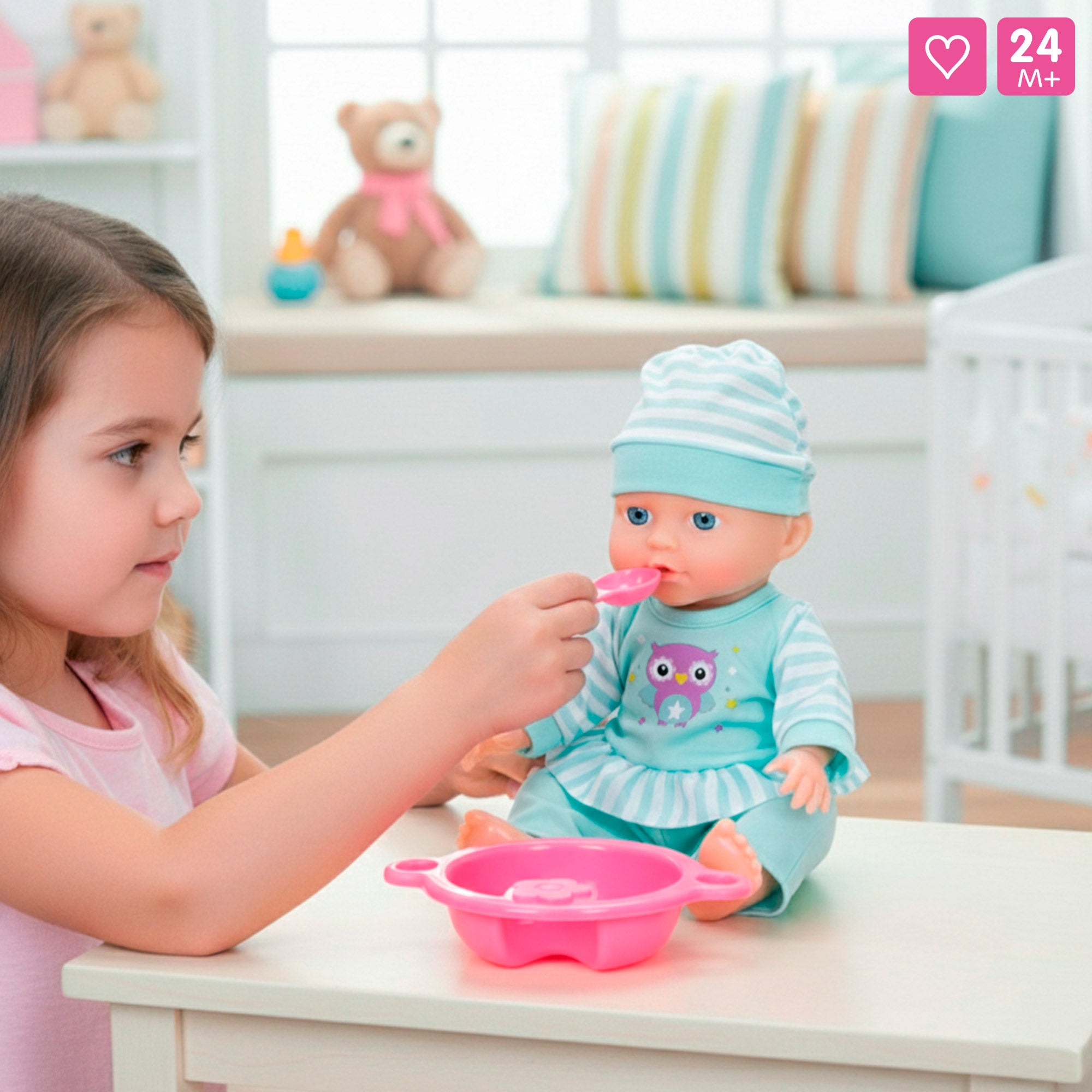 Muñeco bebé 30 cm con trona y accesorios Colorbaby's