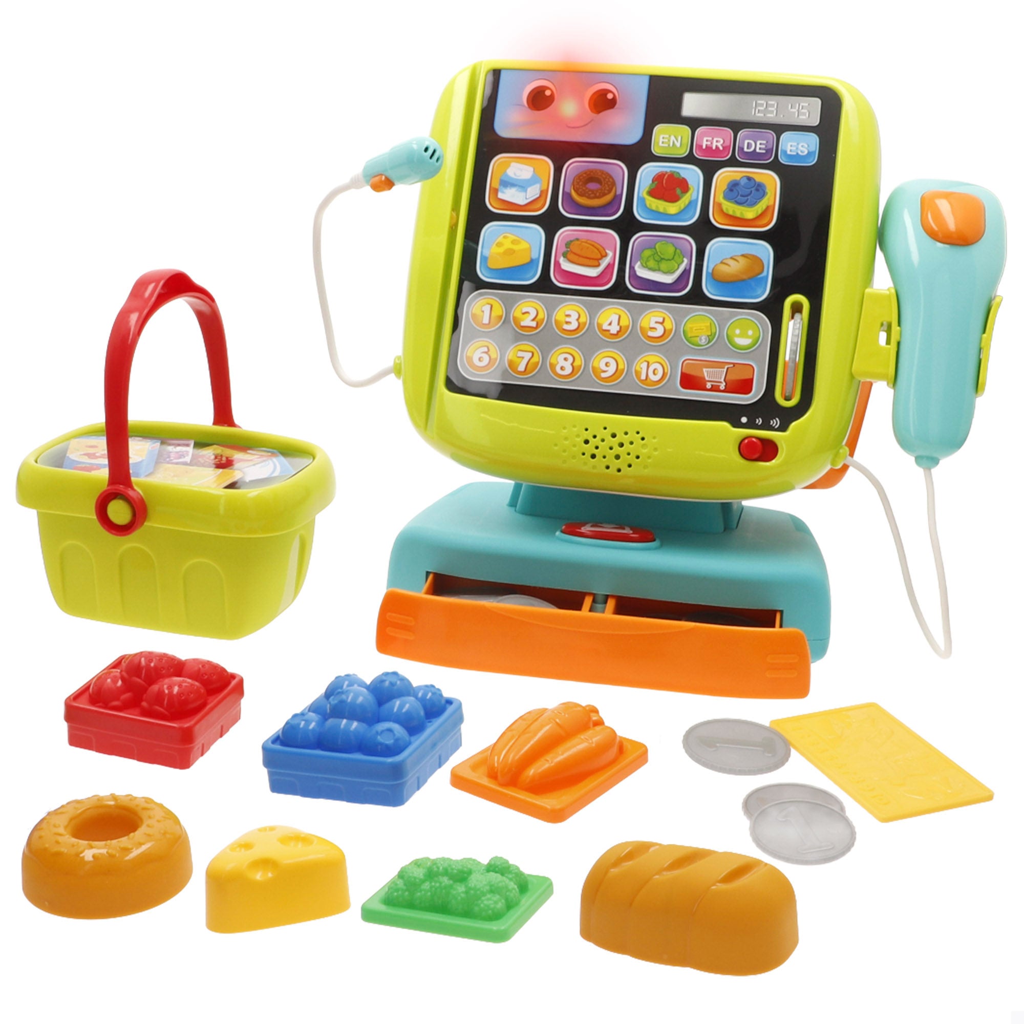 Winfun Set caja registradora 4 idiomas con luz y sonido
