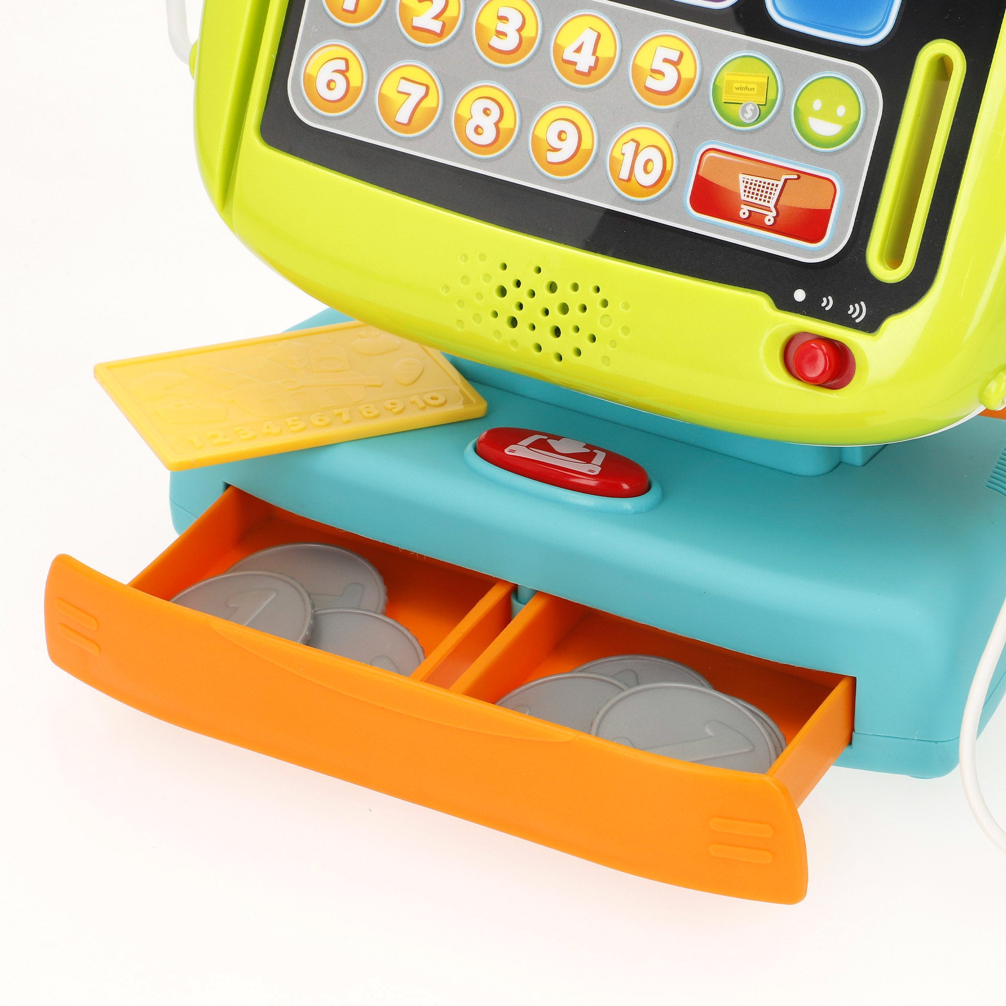 Caixa registadora Winfun com 4 idiomas, luzes e sons.
