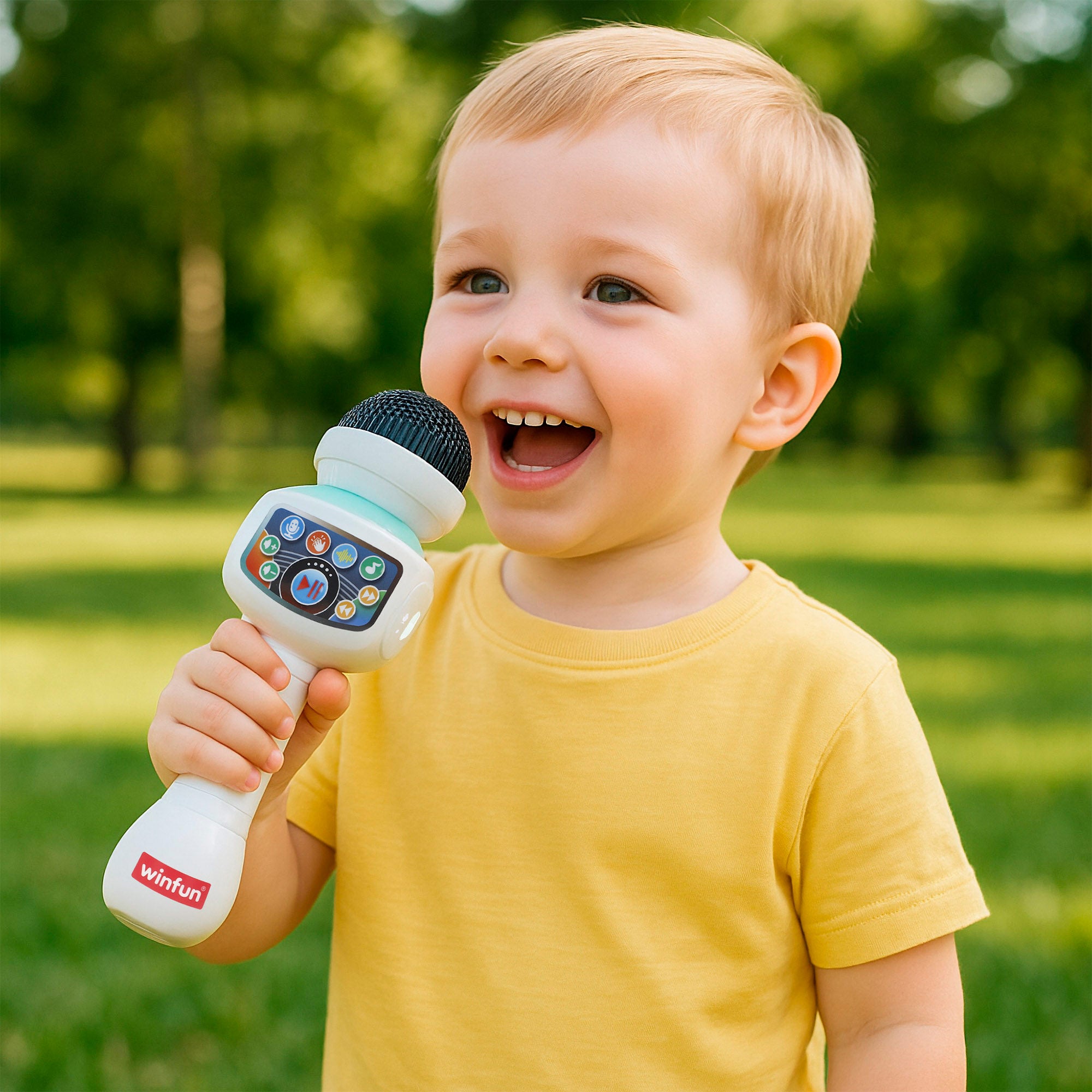 Winfun Micrófono karaoke inalámbrico juguete con luz, melodías y efectos