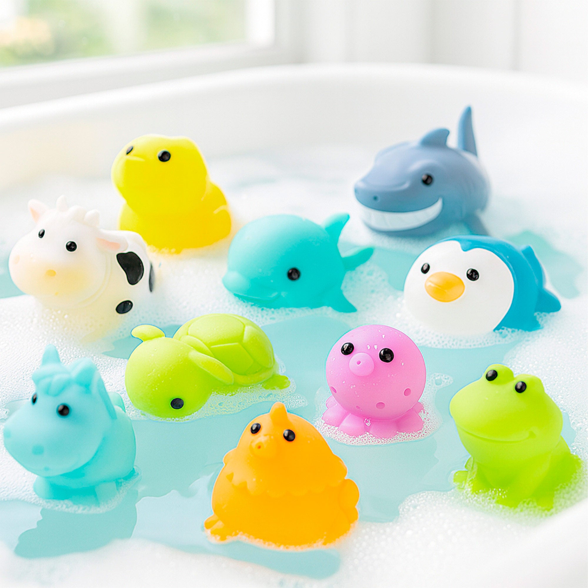 Winfun Set baño 10 animales granja y océano
