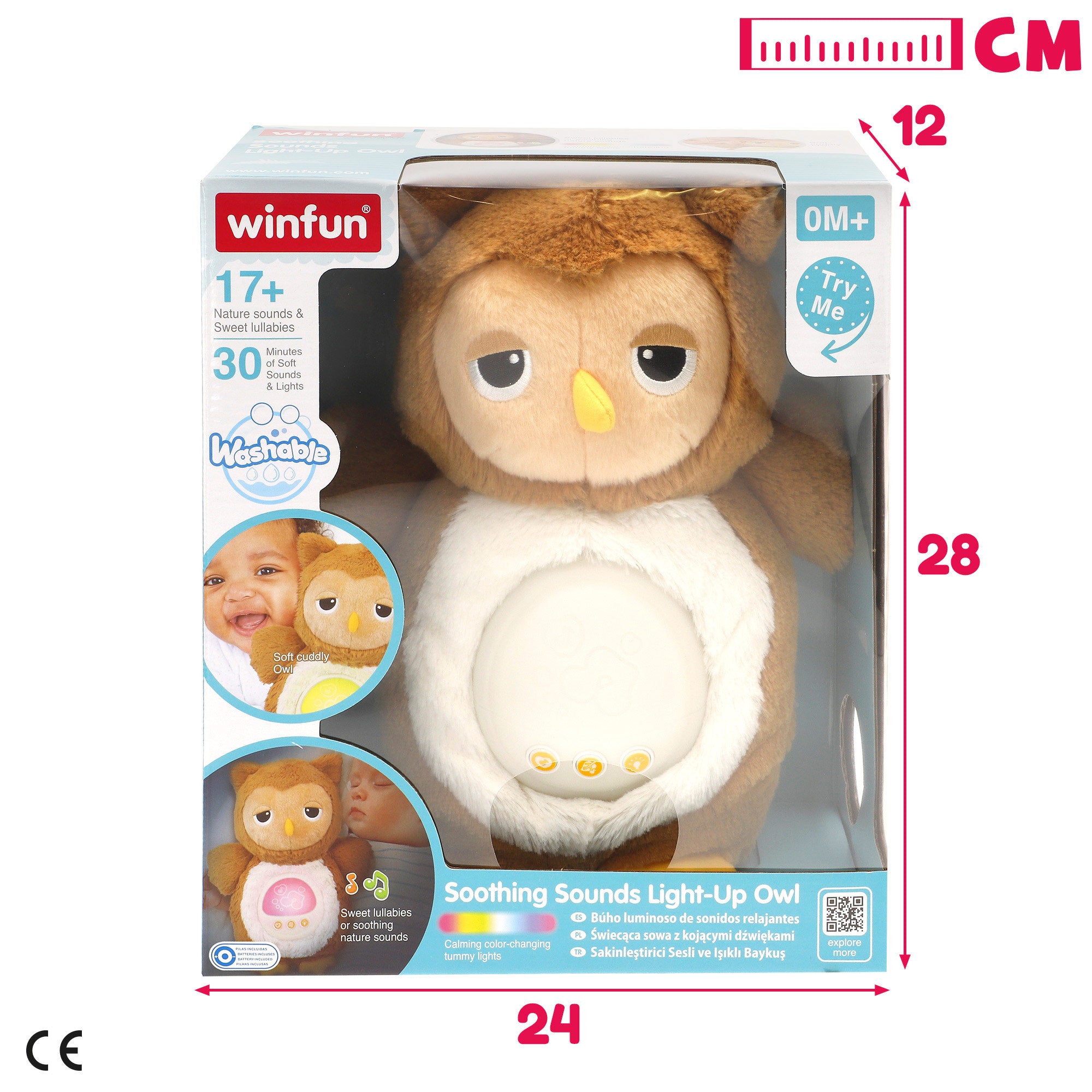 Winfun Búho peluche con luces y sonidos relajantes