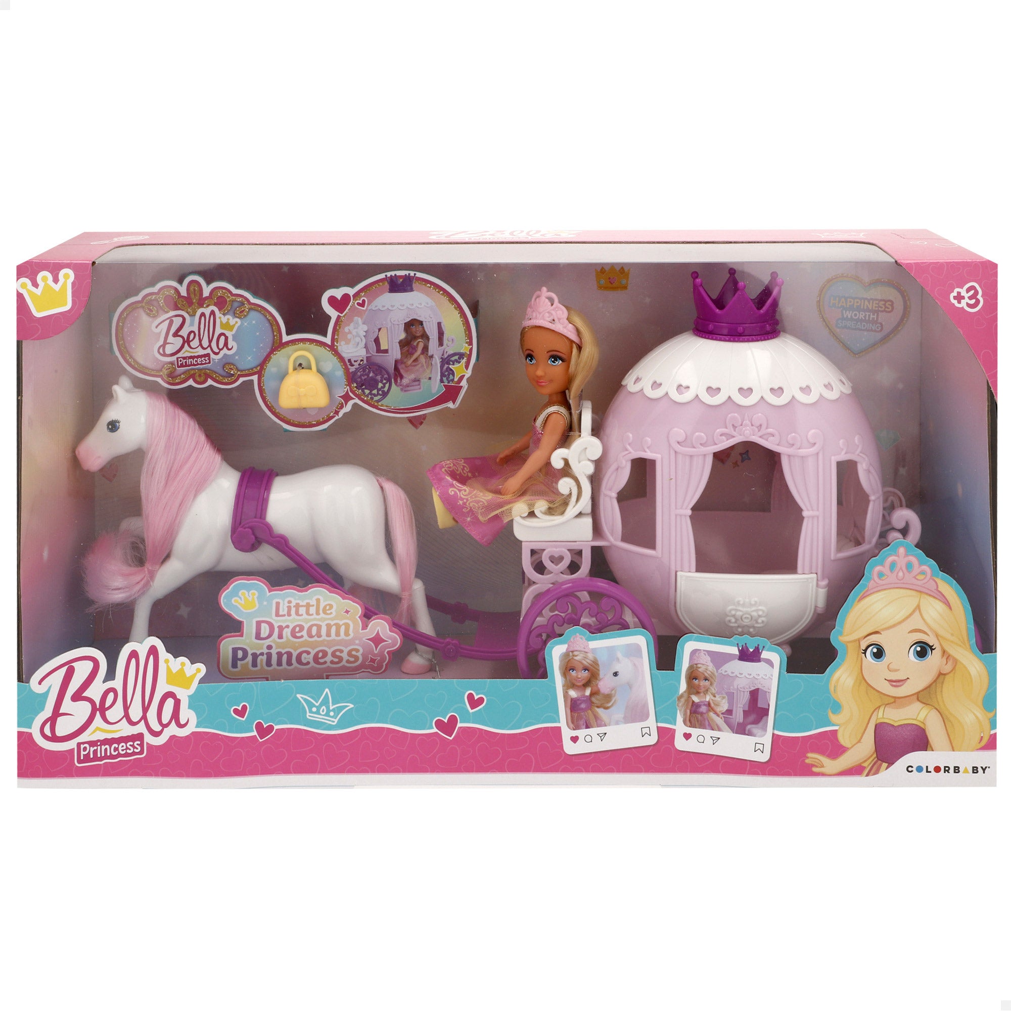 Muñeca princesa 15 cm con carruaje Bella
