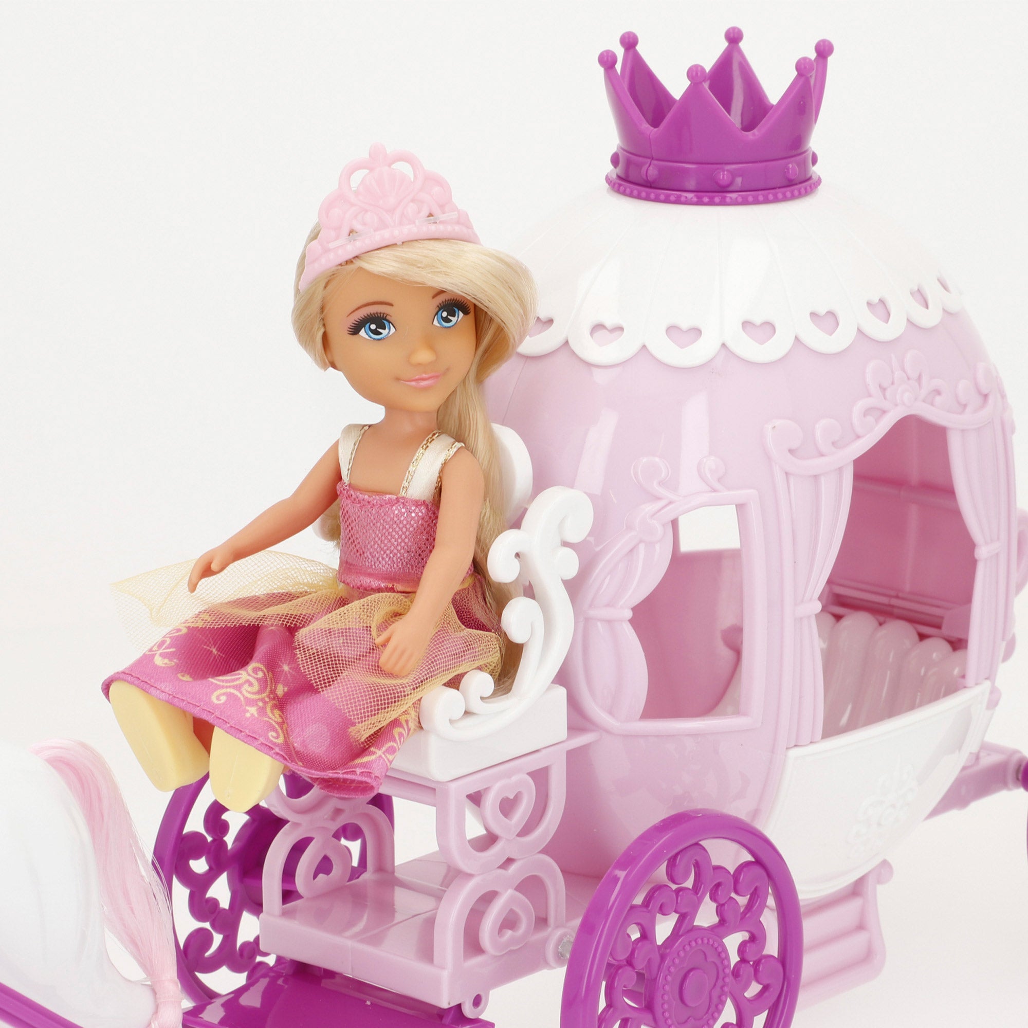 Muñeca princesa 15 cm con carruaje Bella