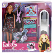 Boneca Isabella de 30 cm, estilista, com acessórios.