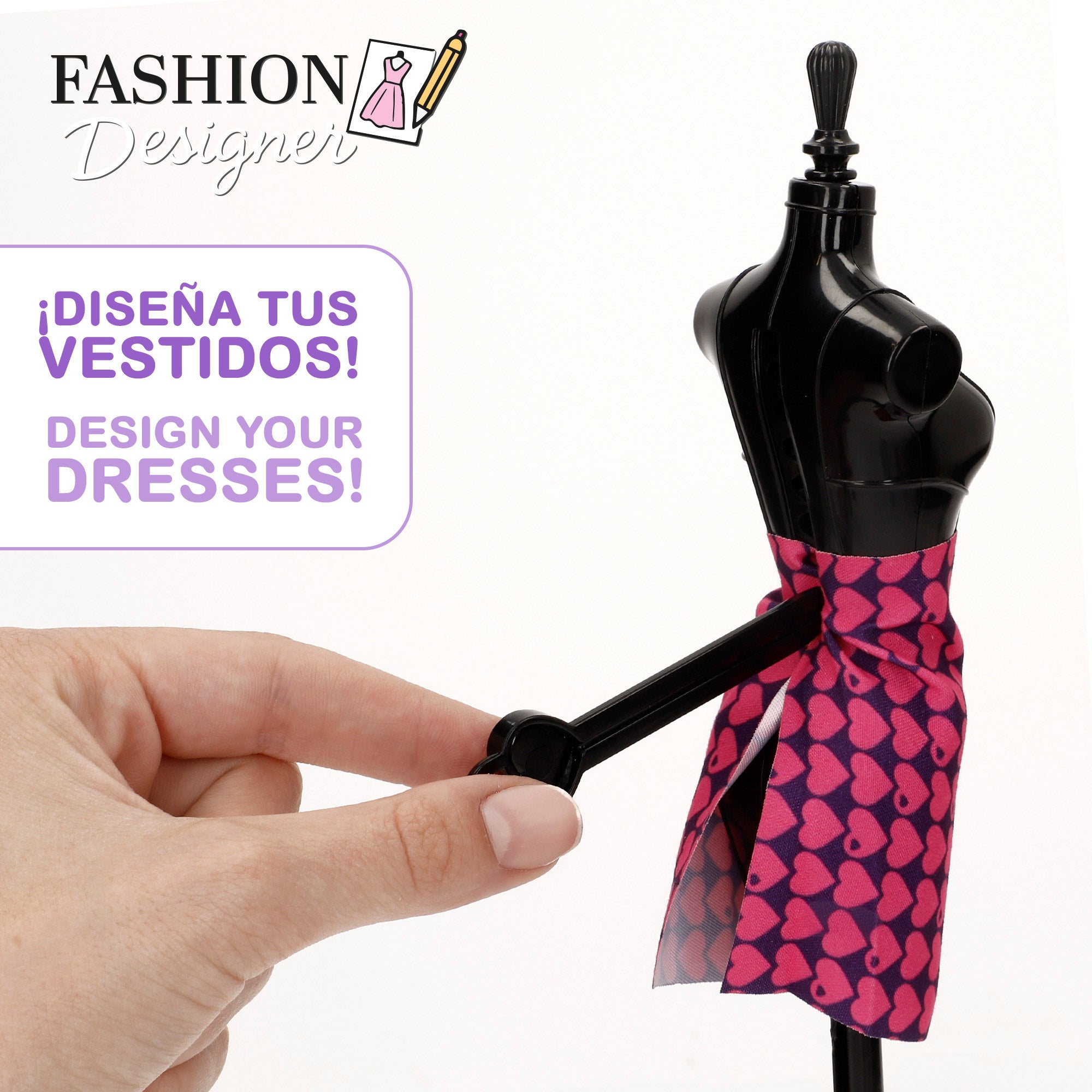 Boneca Isabella de 30 cm, estilista, com acessórios.