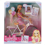 Boneca de 30 cm com bicicleta e bebé Isabella