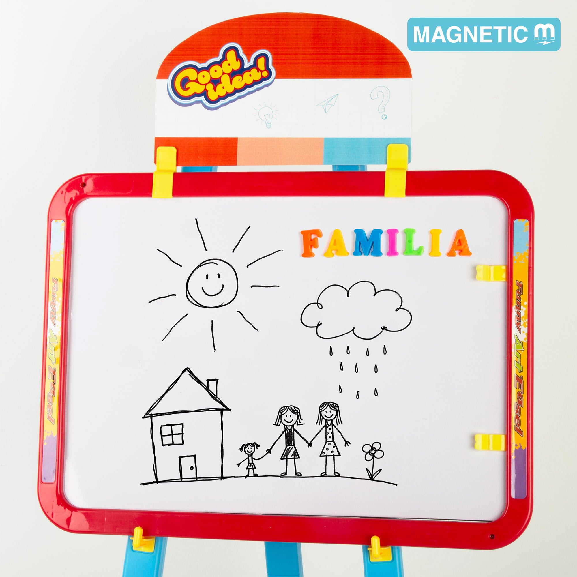 Pizarra doble cara magnética con caballete ajustable y accesorios COLORBABY Good Idea!