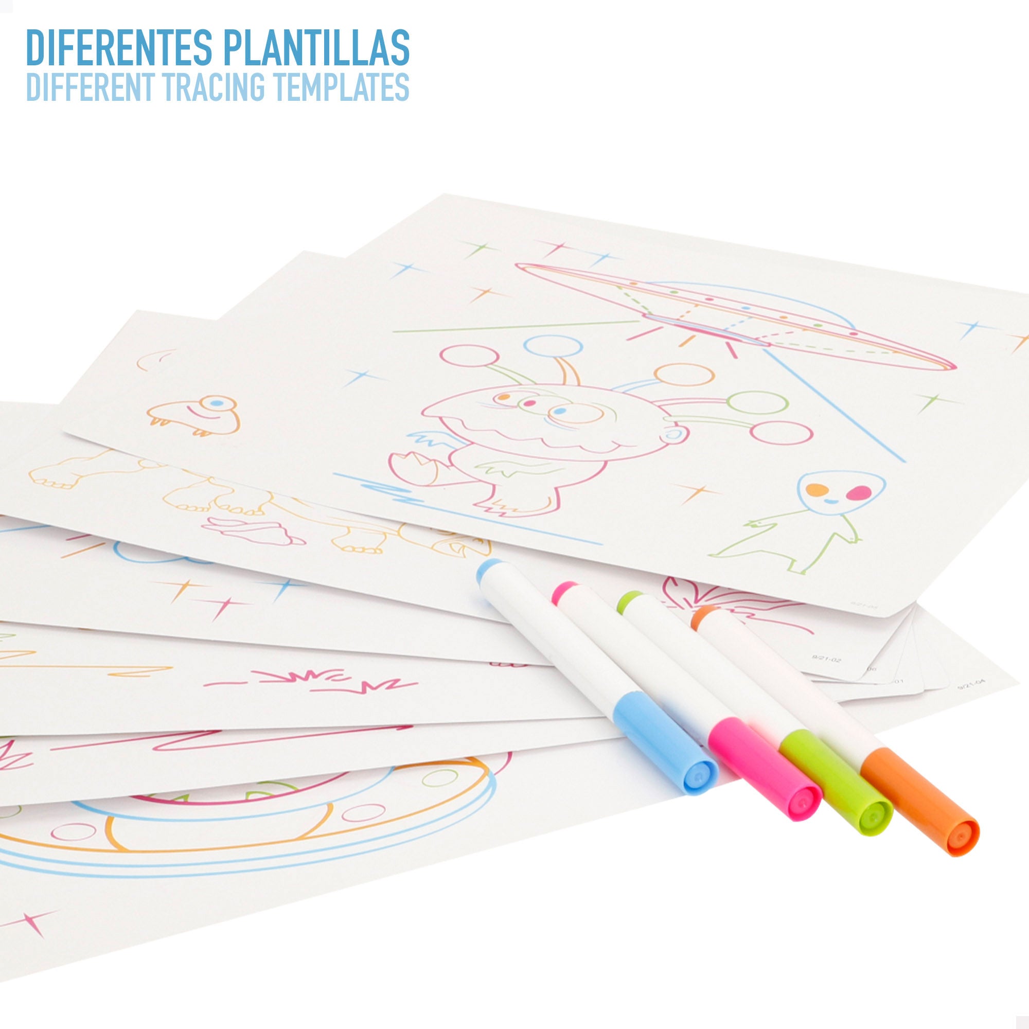 Tablet neón con dibujos y rotuladores Good Idea!