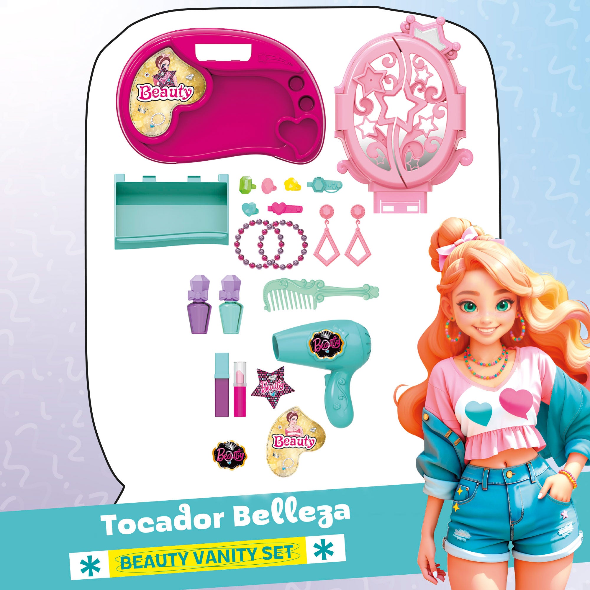 Toucador com luz e som + acessórios Beauty Love