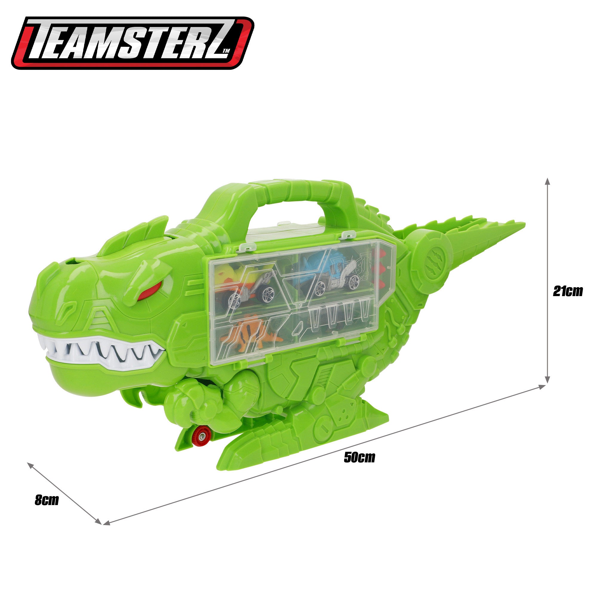 Estojo para transporte de automóveis Teamsterz Dino Destroyer com rampa e lançador