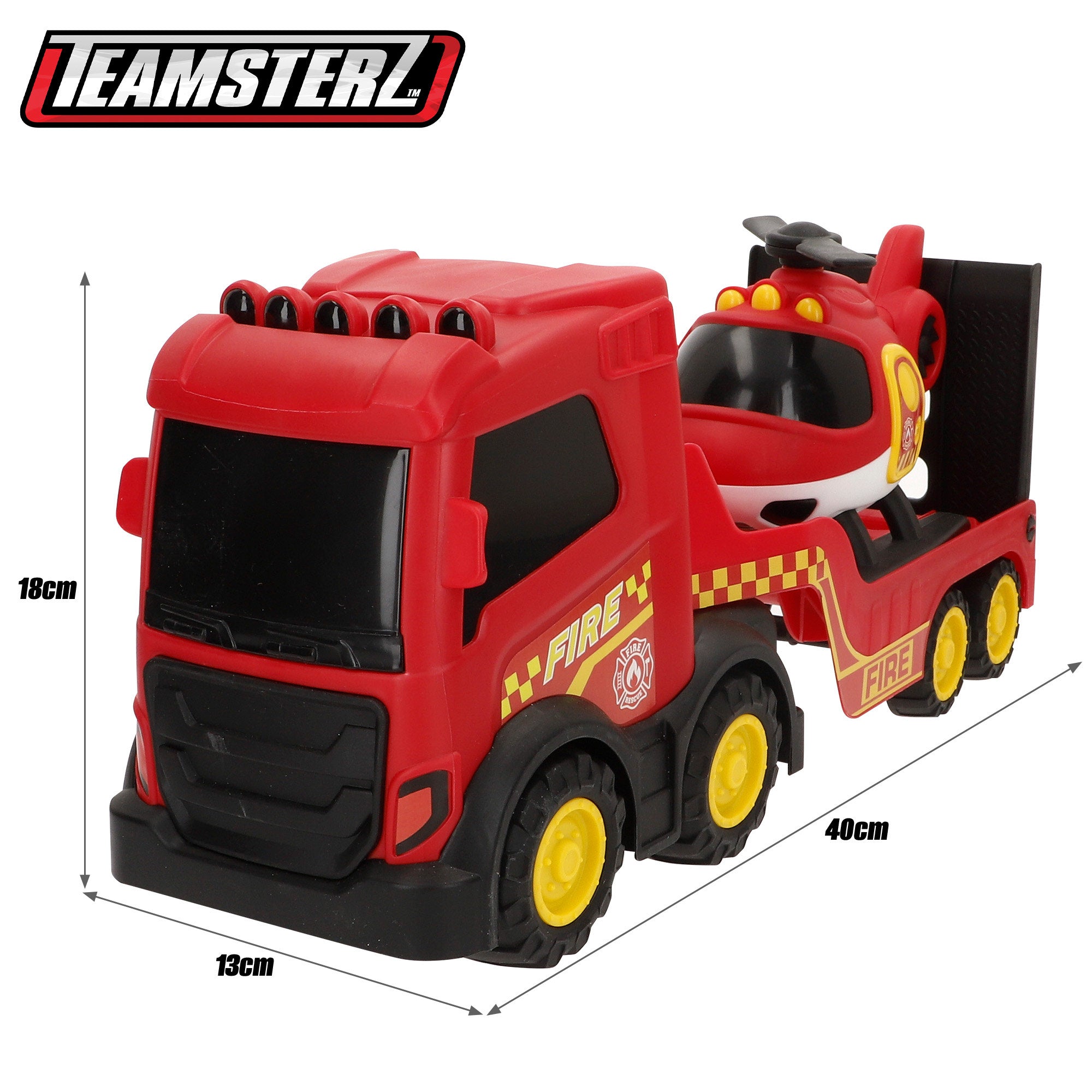 Camión de bomberos con helicóptero de juguete Teamsterz