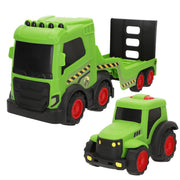 Camión de granja con tractor de juguete Teamsterz