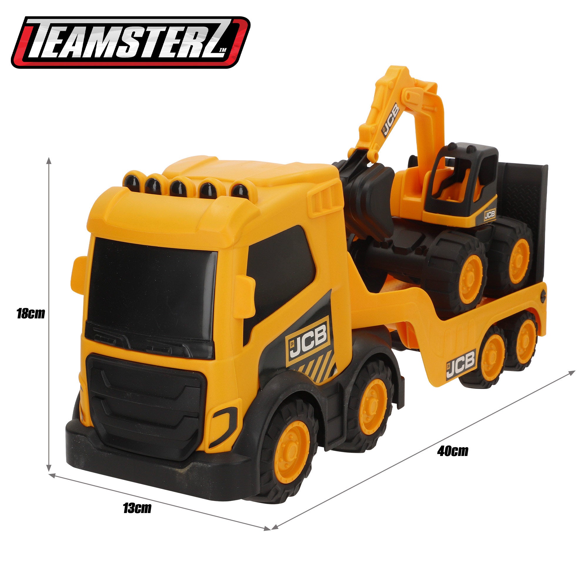 Camión de construcción con excavadora de juguete Teamsterz