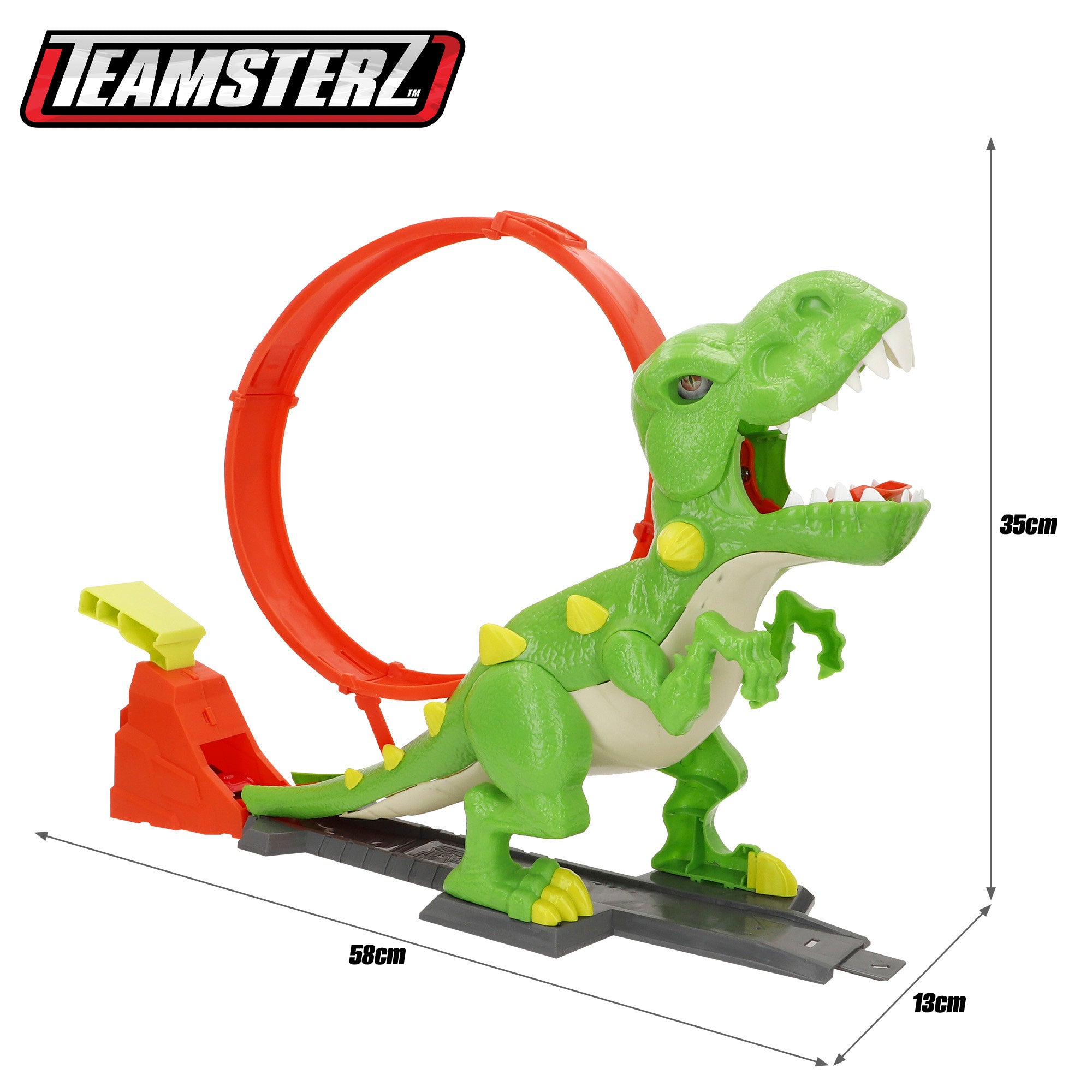 Pista lanzadora de coches con looping y coche metálico Teamsterz