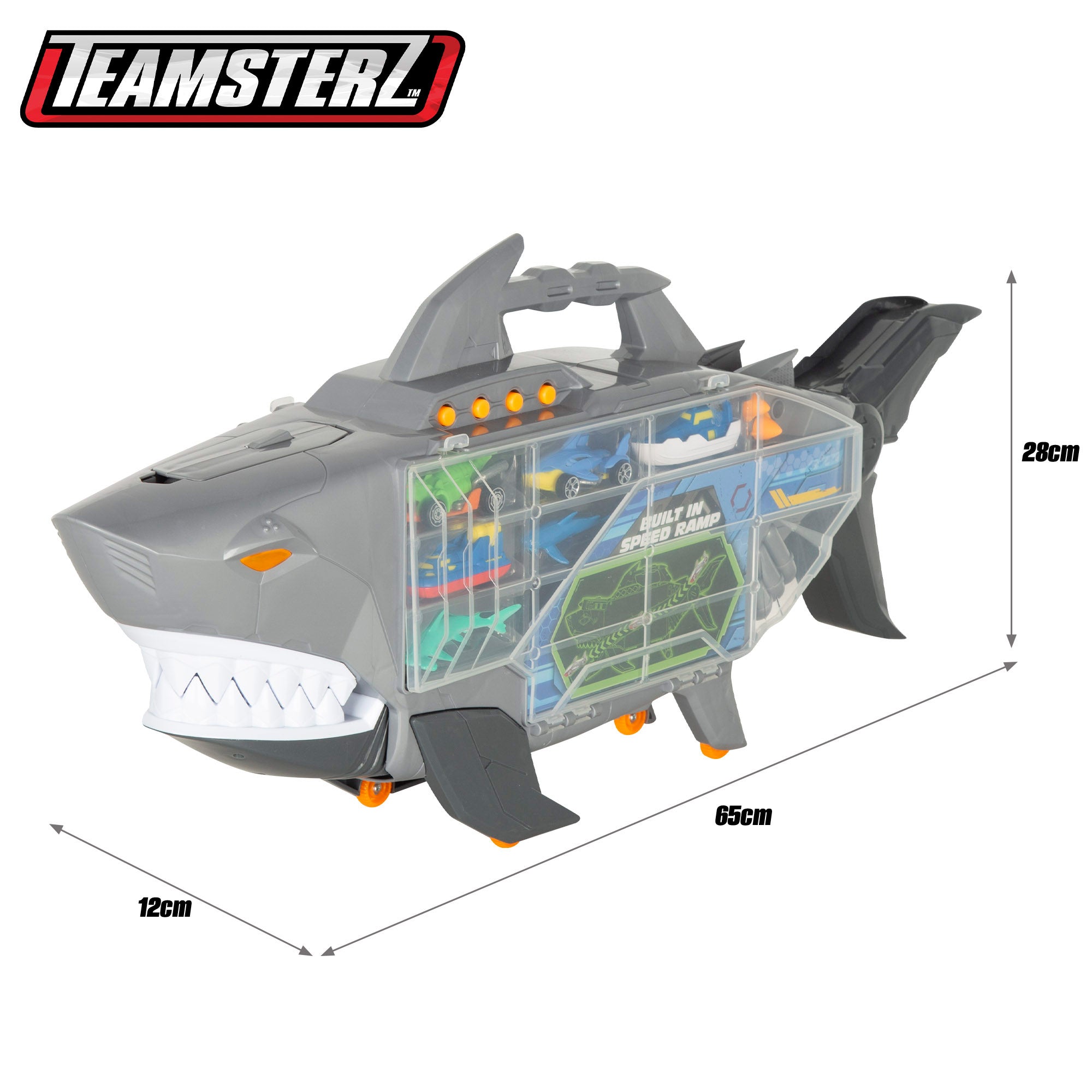 Maletín portacoches con rampa y lanzador Roboshark Teamsterz