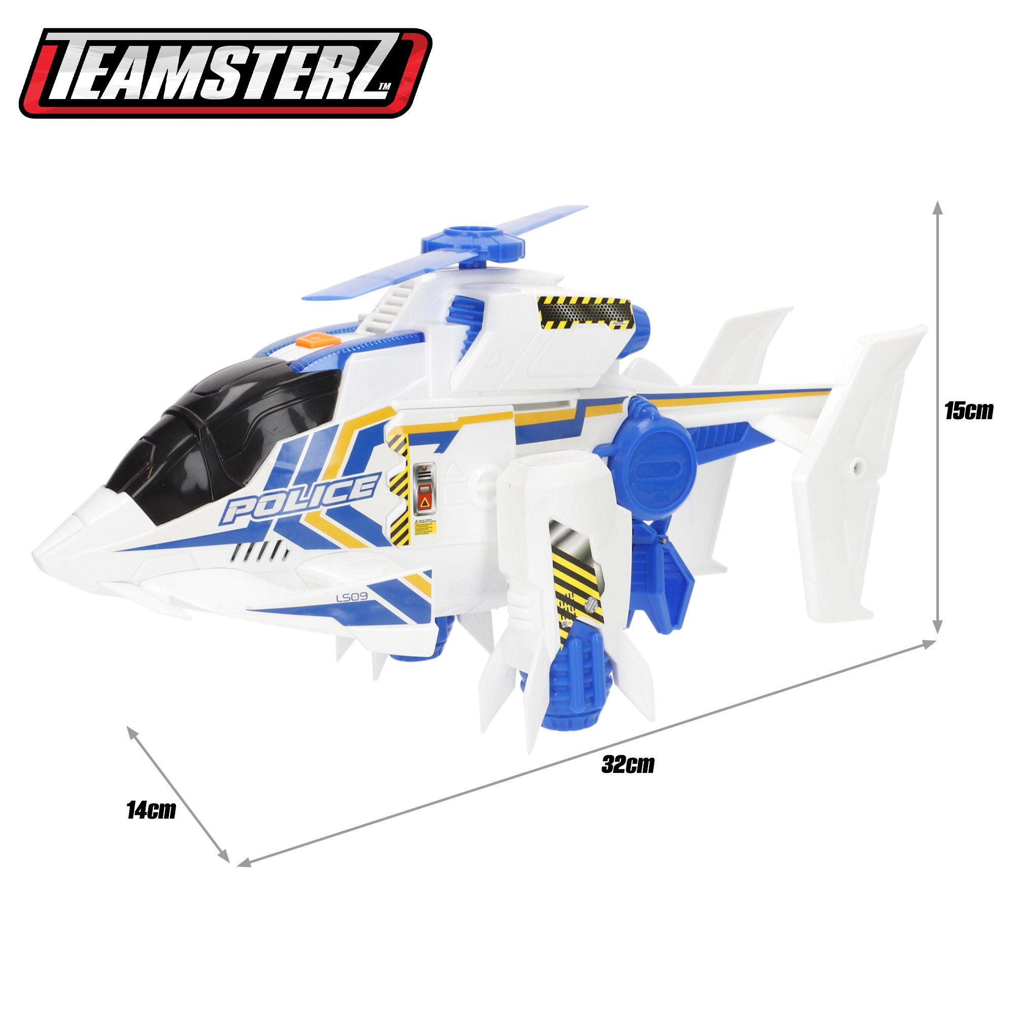 Helicóptero policial Teamsterz com luzes e sons.
