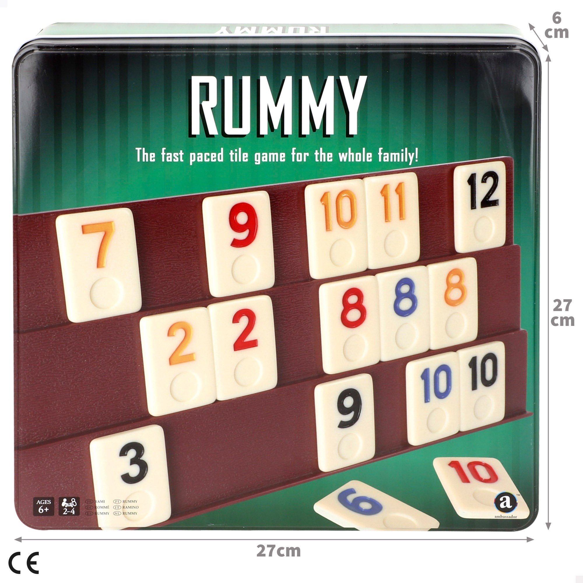 Jogo de tabuleiro clássico de Rummy com peças e suportes para 2 a 4 jogadores - CB Games