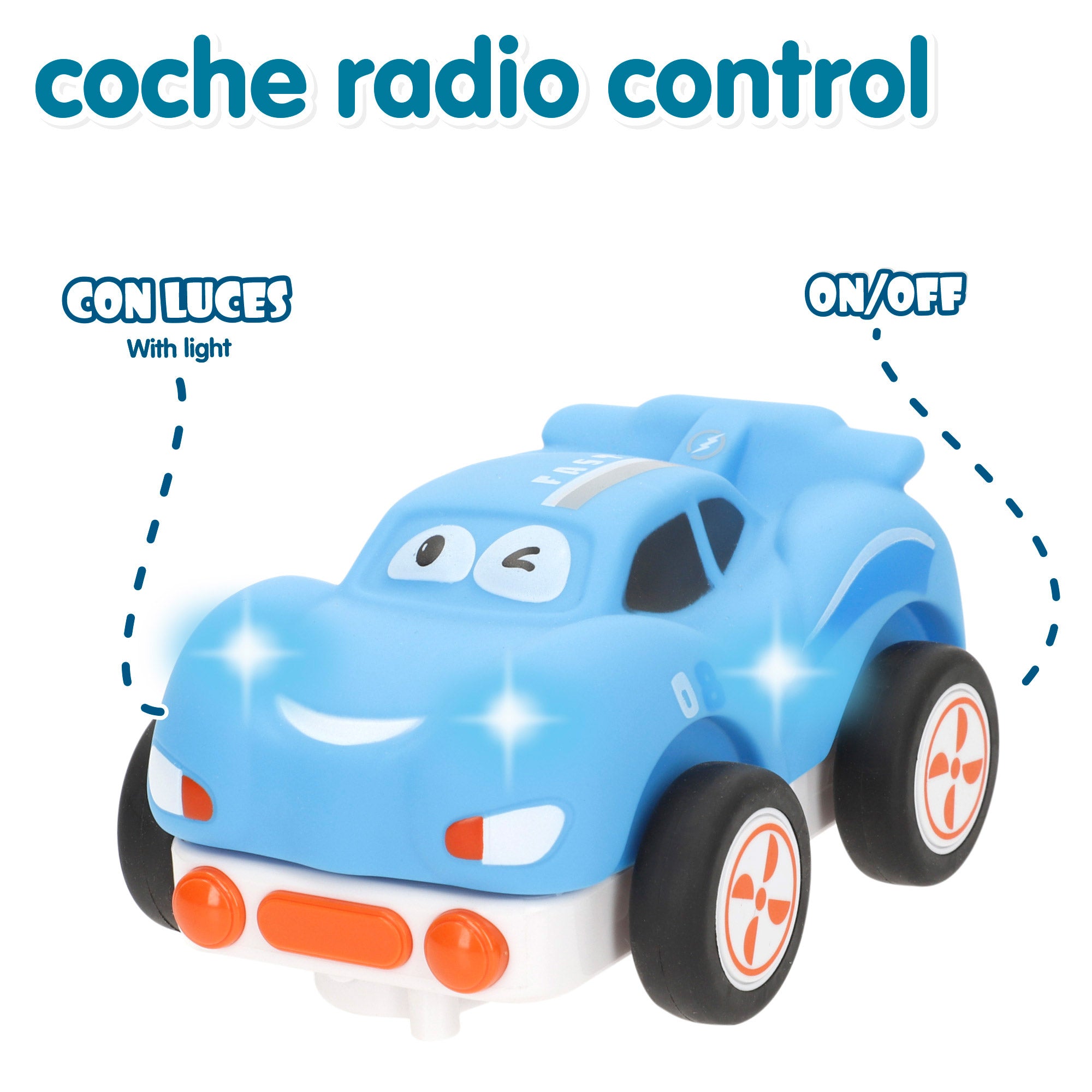 Carrinho de brinquedo para bebé com comando e luz, azul bebé, da marca C'Baby.
