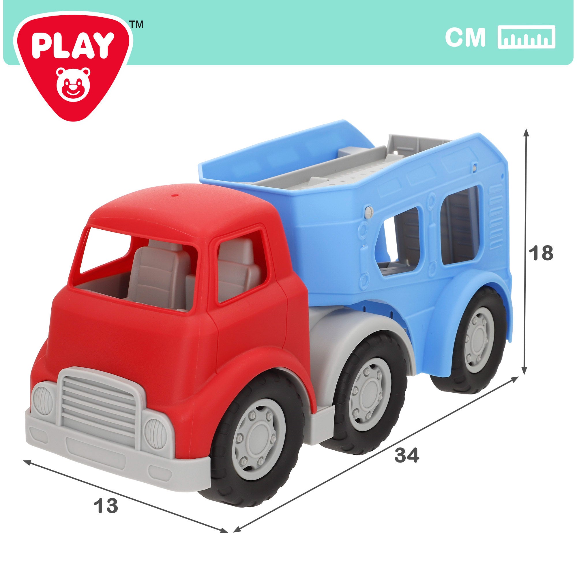 Camião transportador de brinquedos para crianças PLAY com rampa e 4 carrinhos