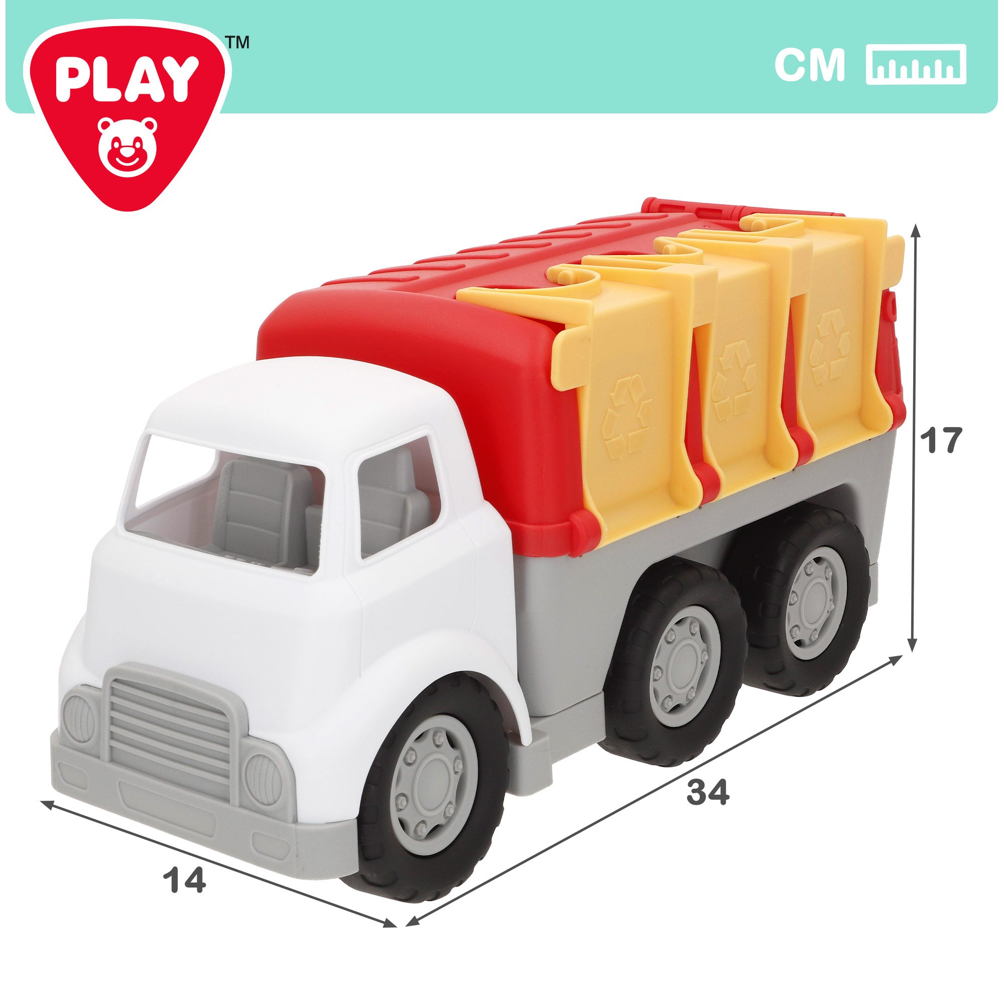 Camião de reciclagem infantil PLAY com contentores de triagem