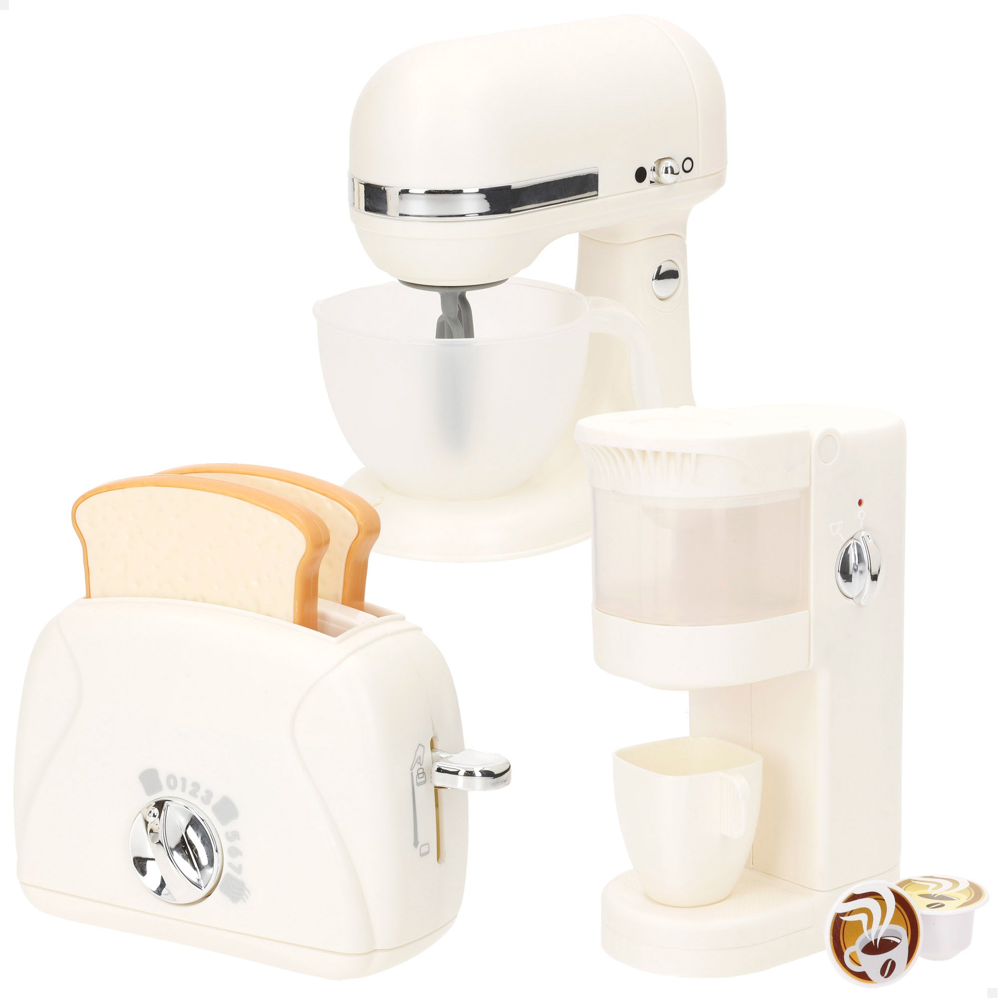 PLAY Set Tostadora, batidora y cafetera de juguete con luz y sonido