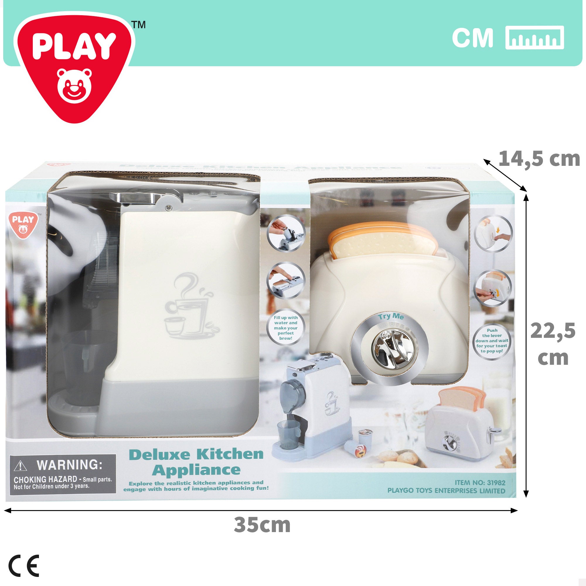 PLAY Set Tostadora y cafetera de juguete con luz y sonido