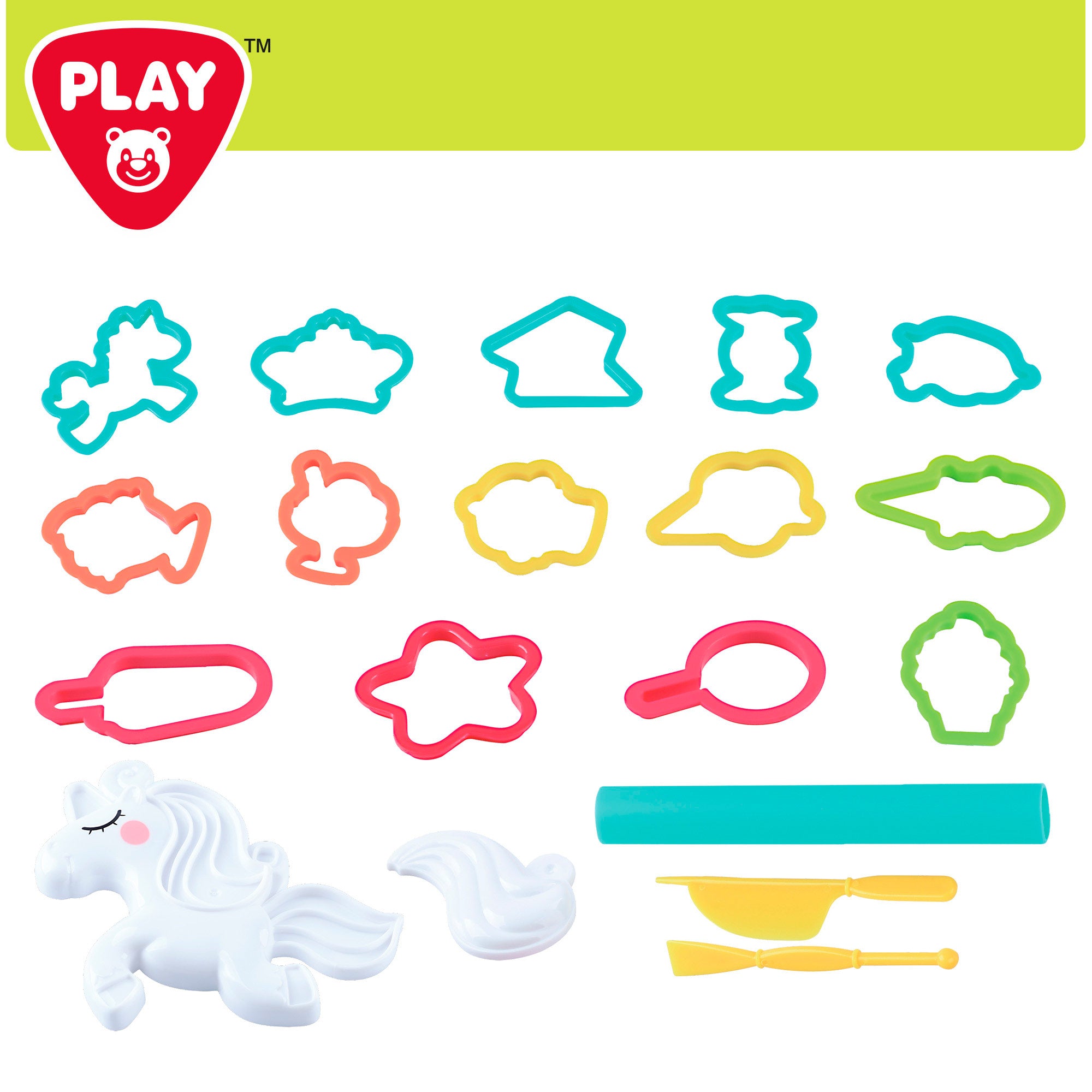 PLAY Juego de plastilina unicornio con moldes y accesorios