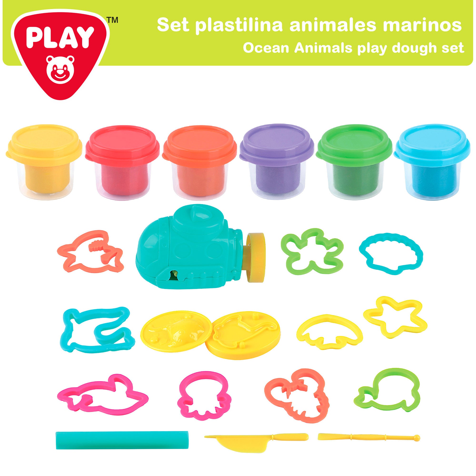 PLAY Juego de plastilina criaturas marinas con moldes y accesorios