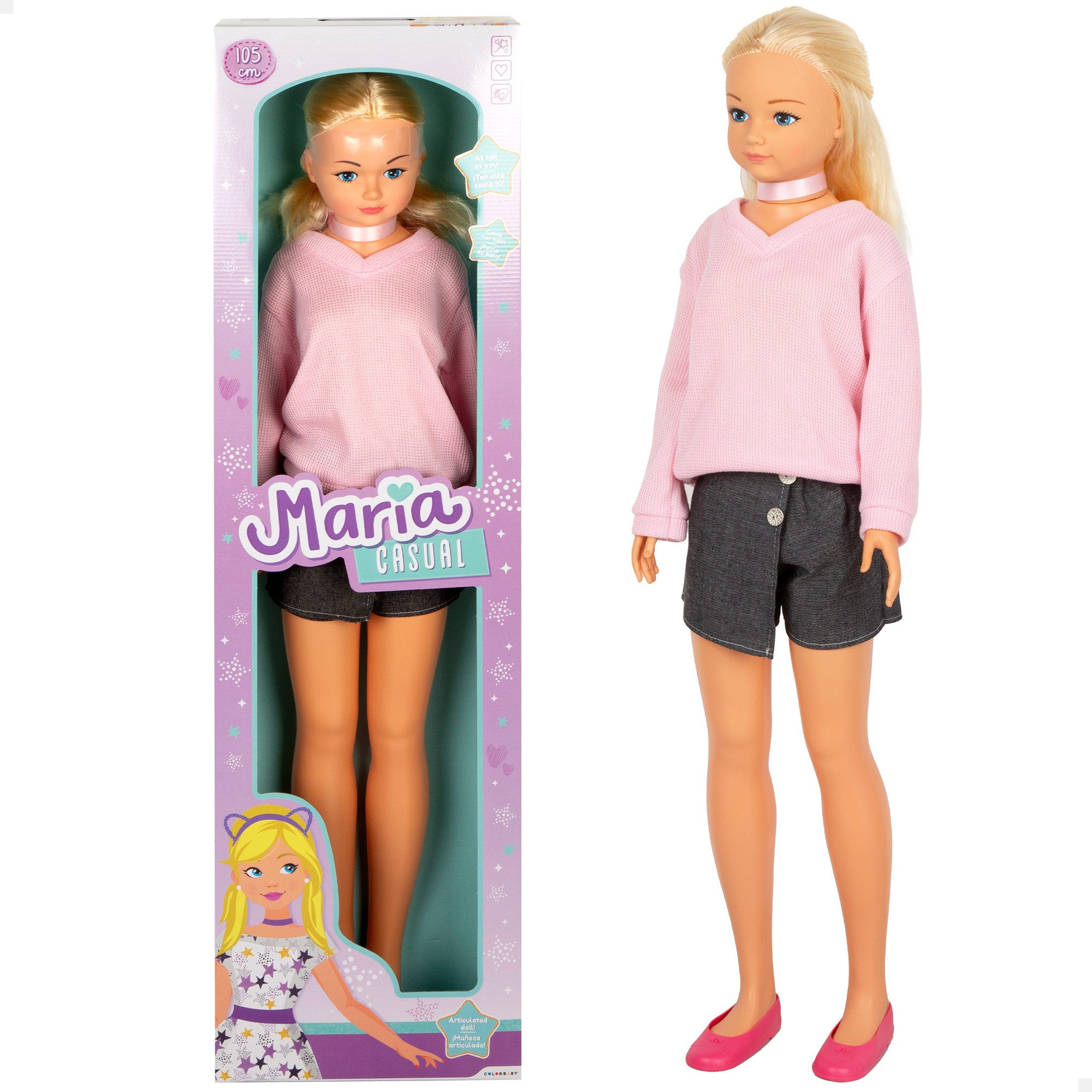 Muñeca grande con falda 105 cm Maria Casual