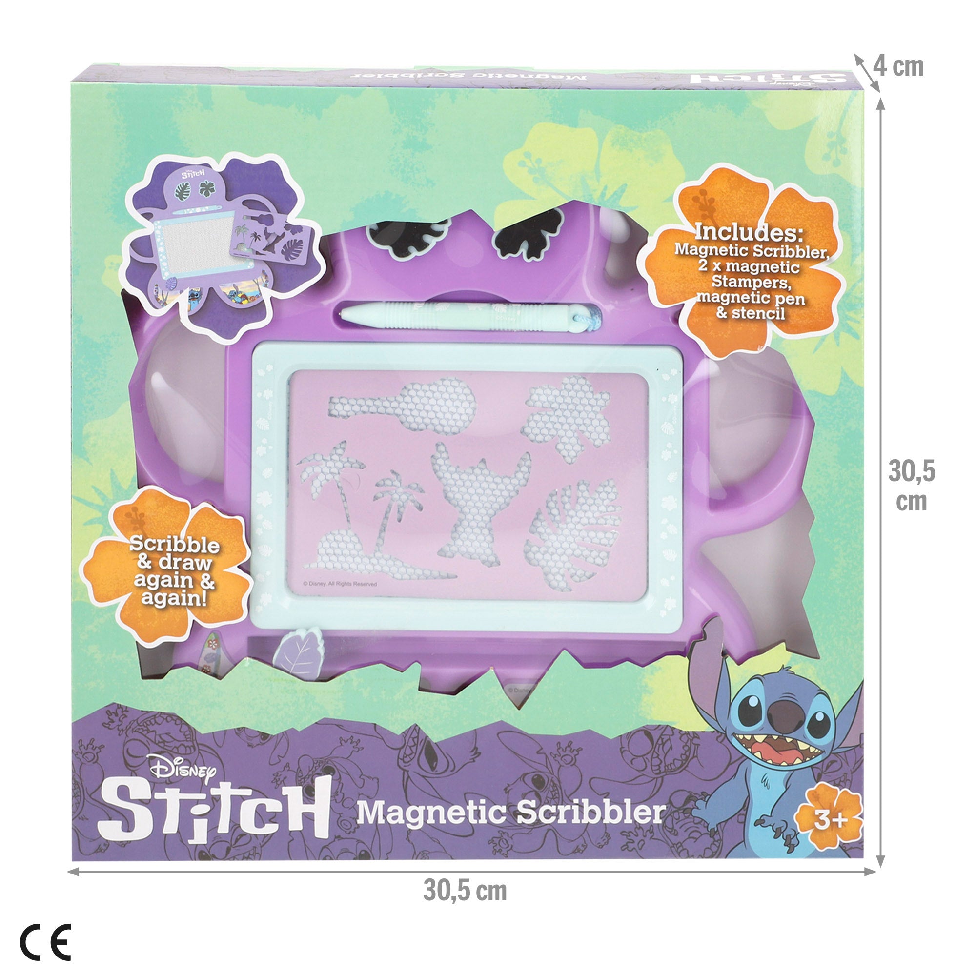 Stitch Pizarra magnética flor + 3 años