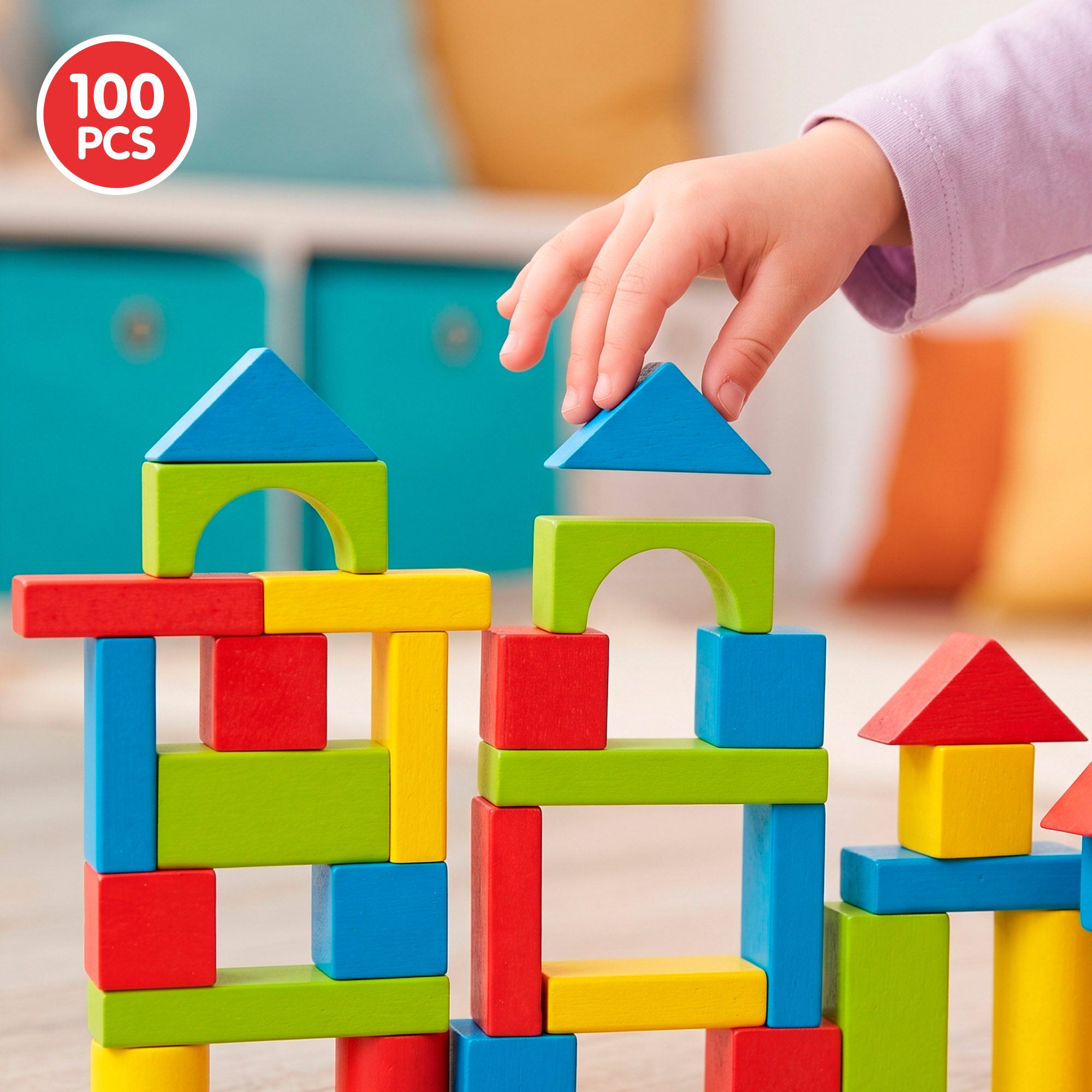 WOOMAX Cubo 100 bloque madera +18 meses