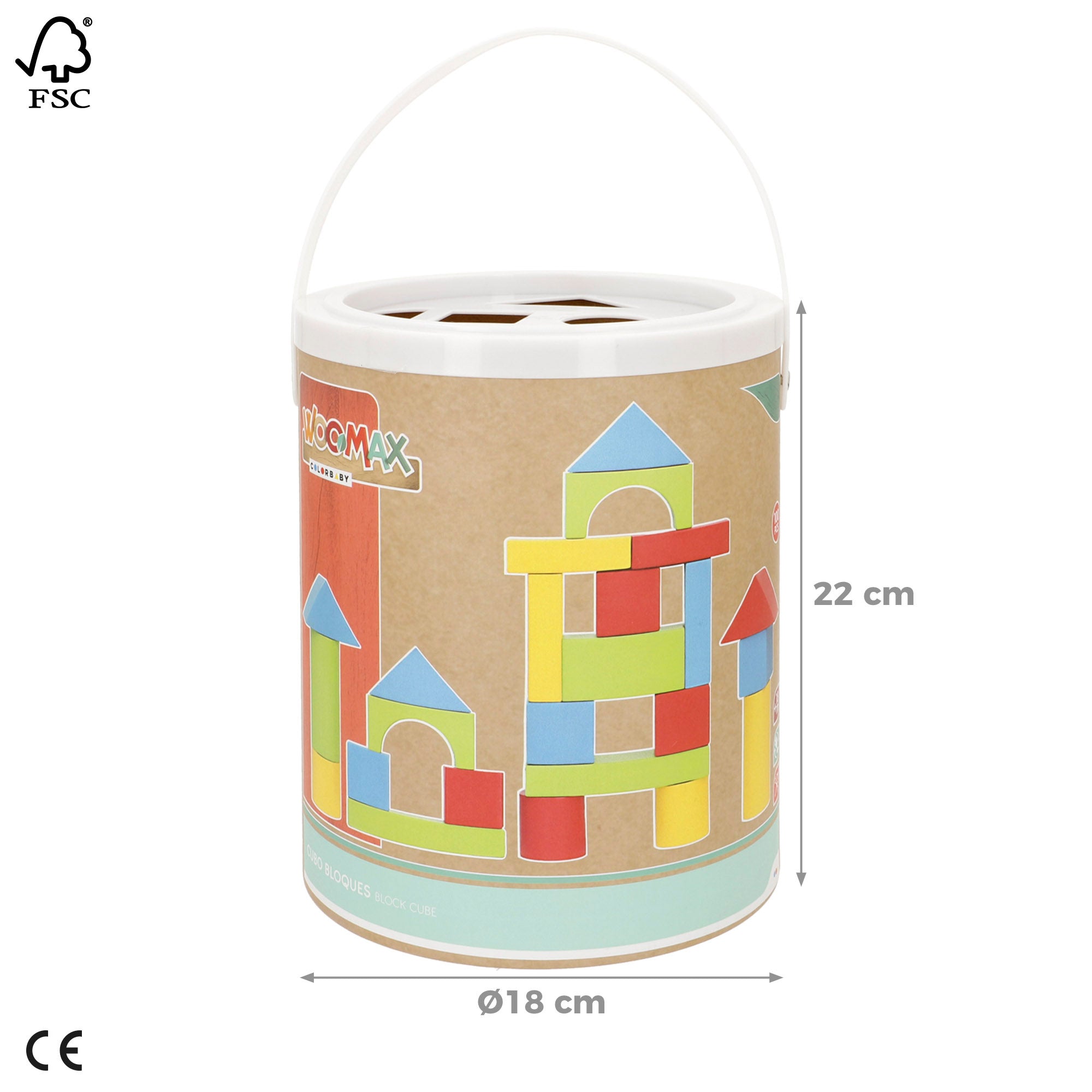 WOOMAX Cubo 100 bloque madera +18 meses