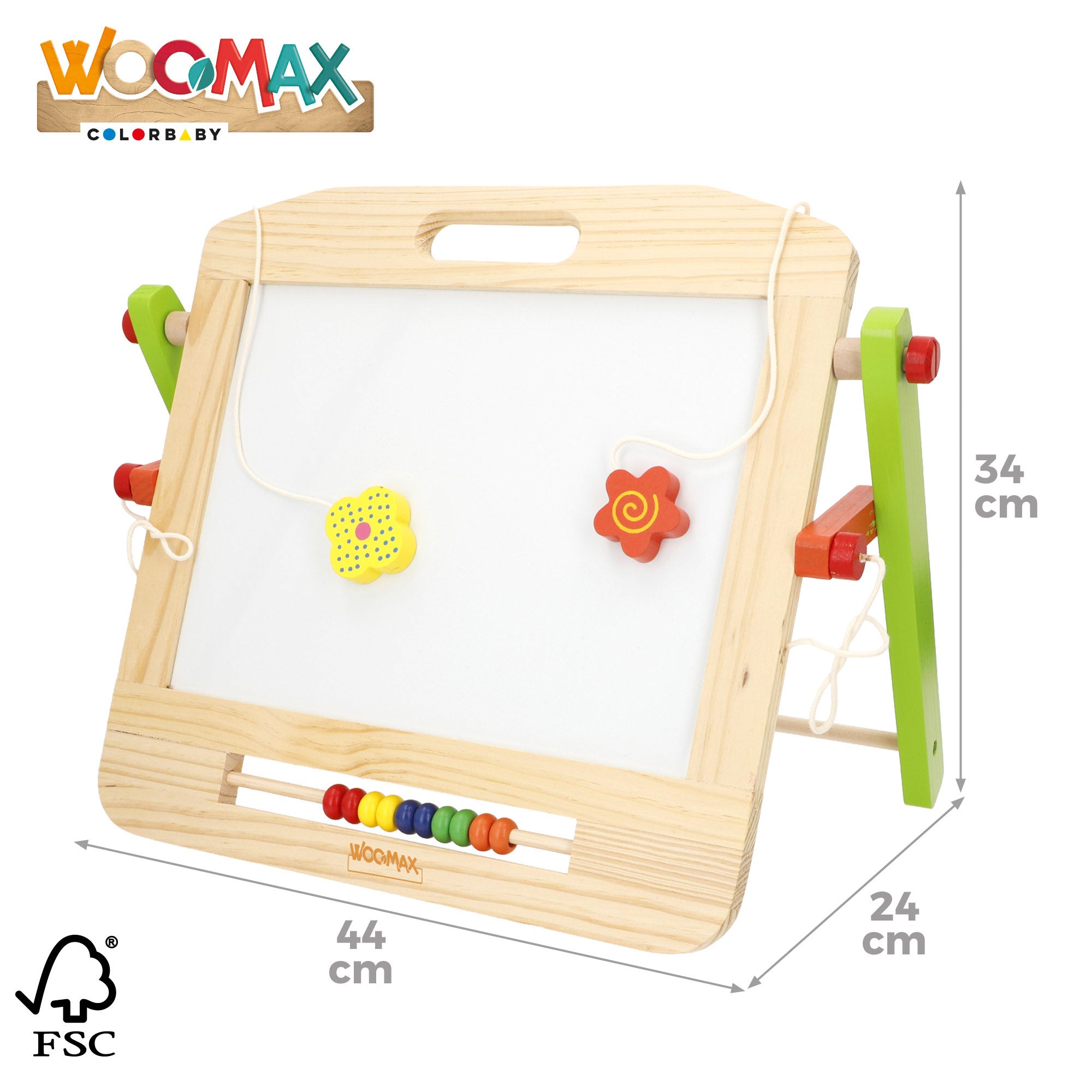 WOOMAX Pizarra 2 en 1 con accesorios + 3 años