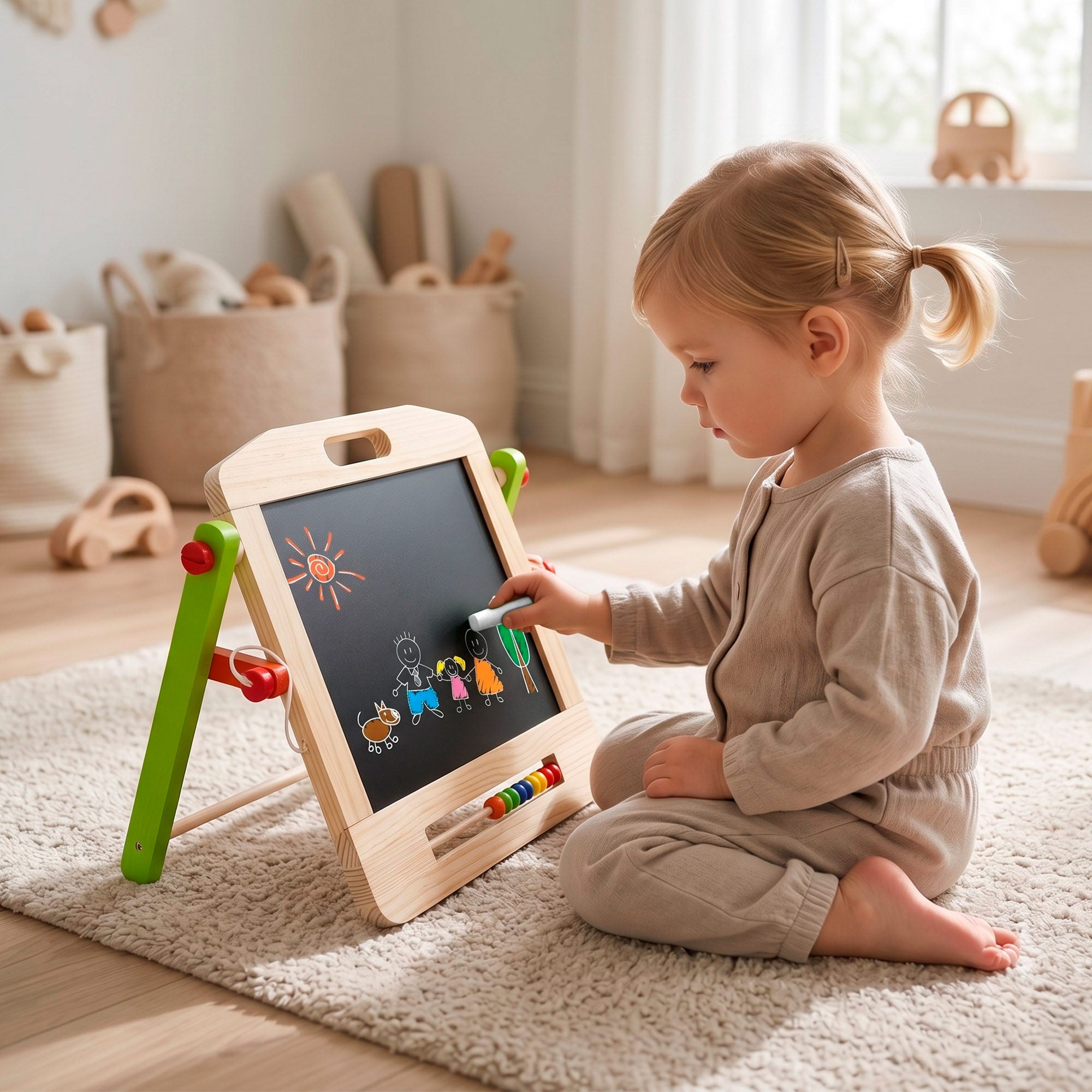 WOOMAX Pizarra 2 en 1 con accesorios + 3 años