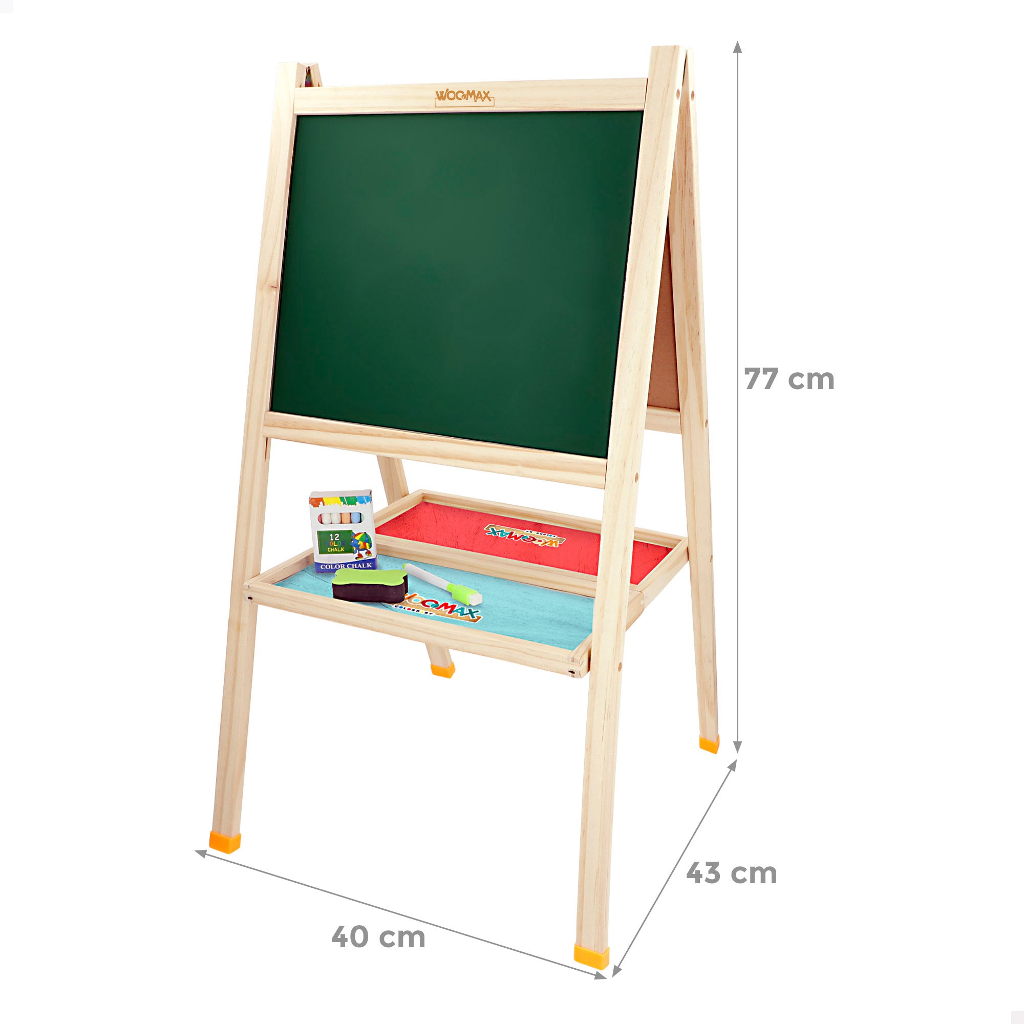 WOOMAX Pizarra de madera 2 en 1 + 3 años